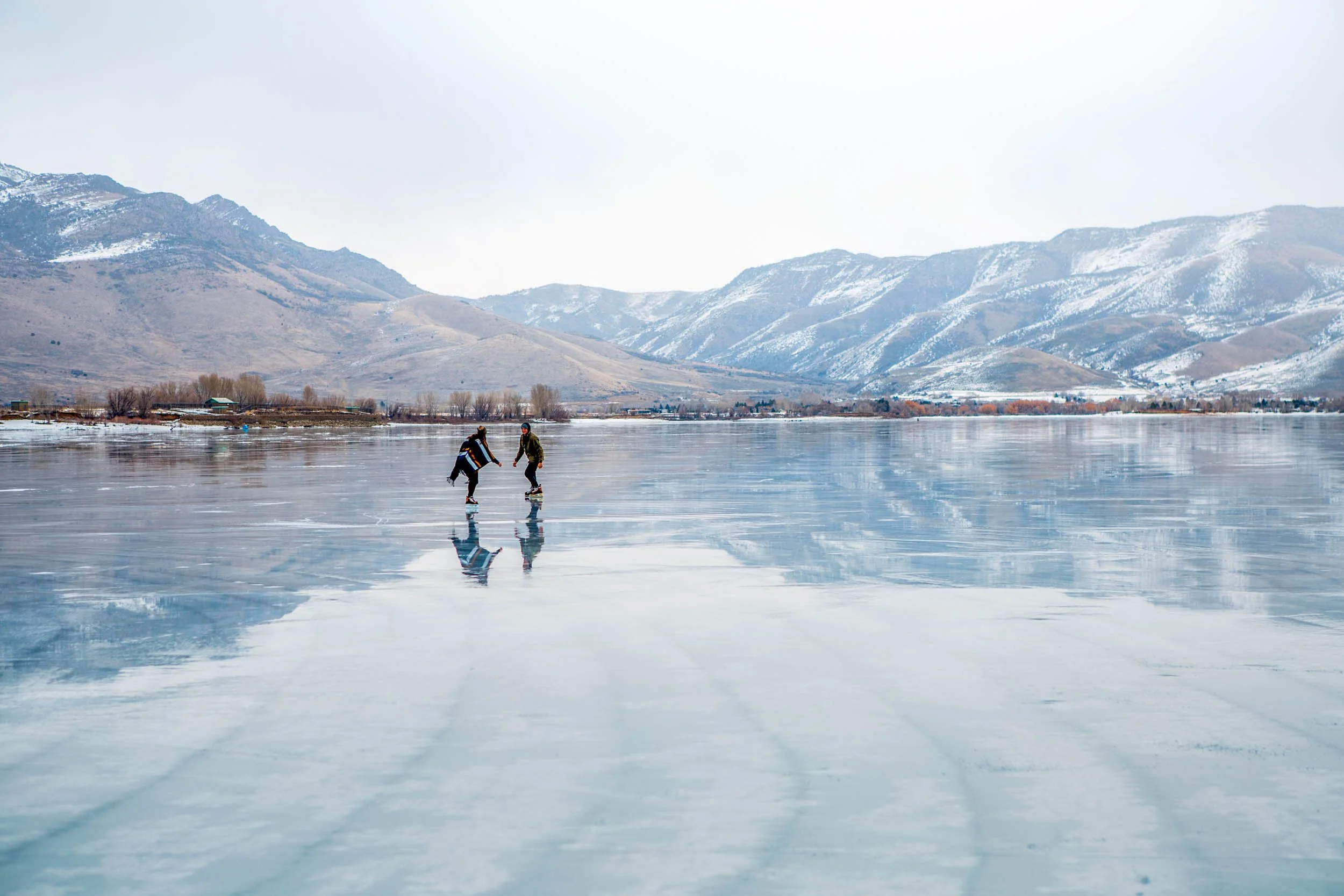 Ice skating on the lake, Midway Utah