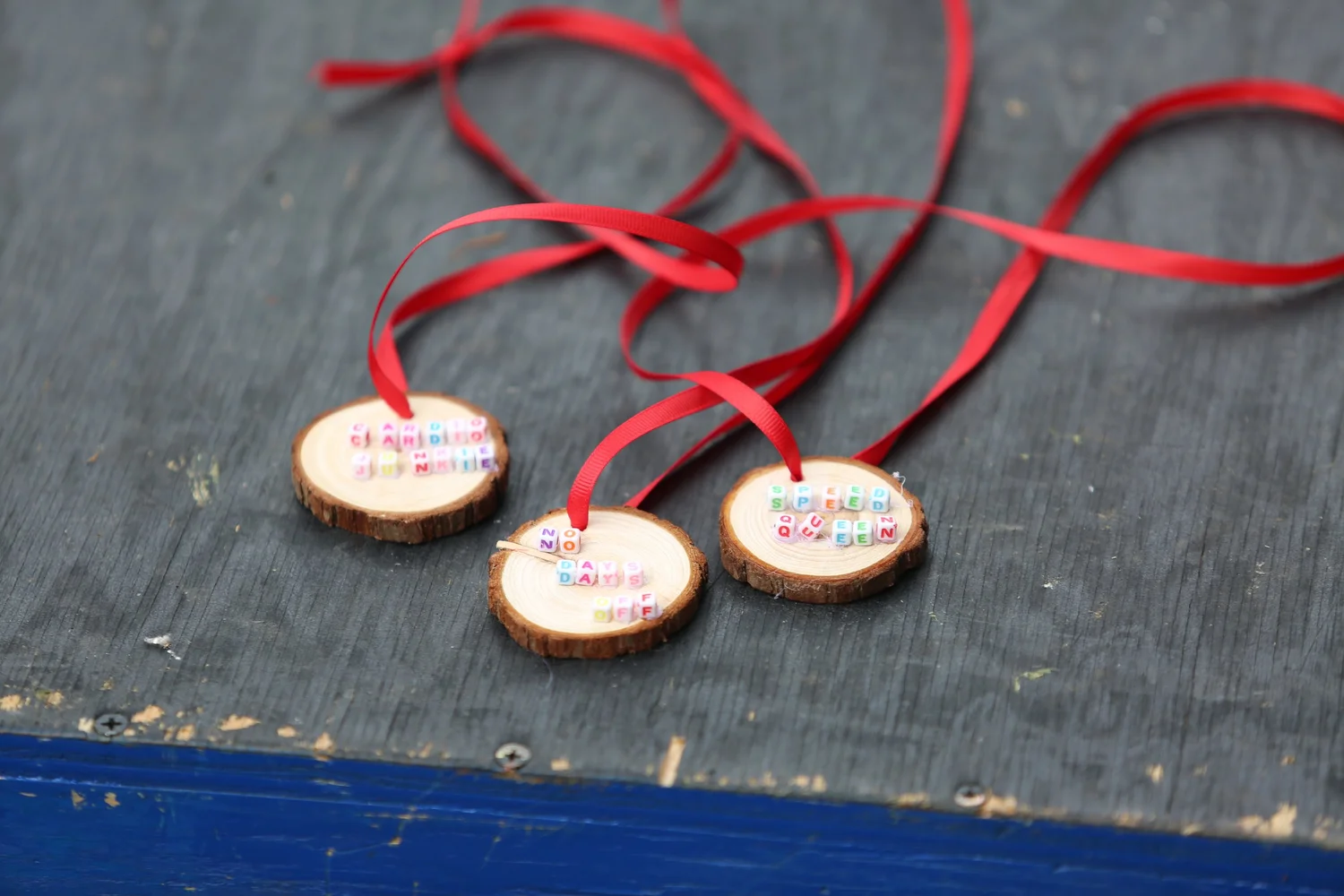 The hand-made wood medals