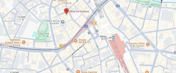 Map directions to What the Dickens! Ebisu Tokyo Improv Comedy Venue