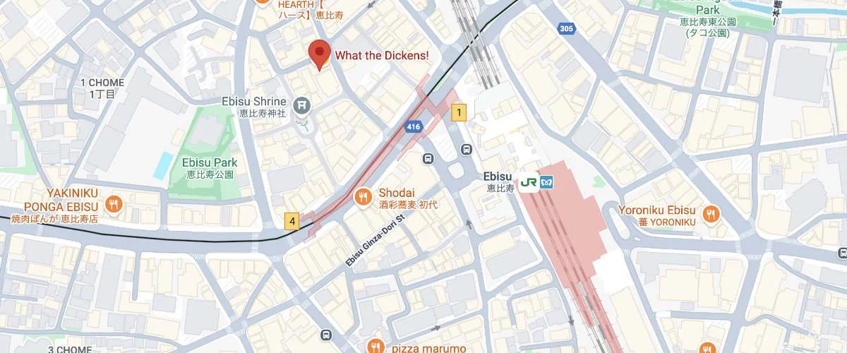 Map directions to What the Dickens Ebisu Tokyo Improv Comedy Venue