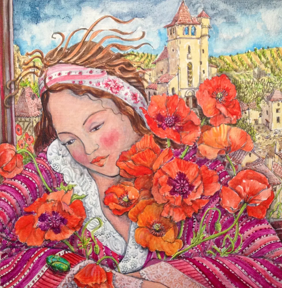 Девочка с маками картина