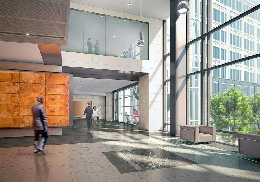 Bright residential building lobby