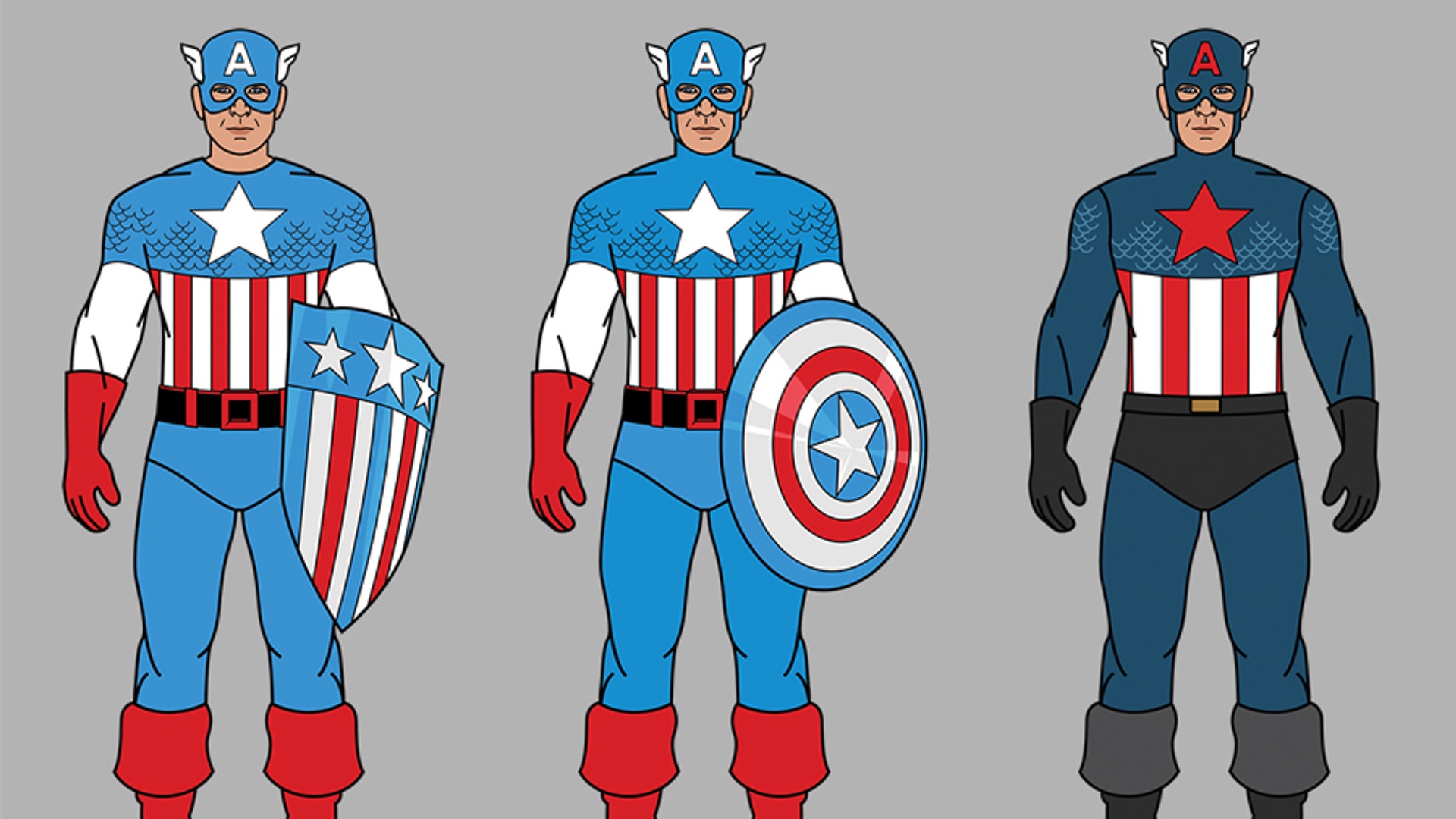 Captain America костюмы Эволюция