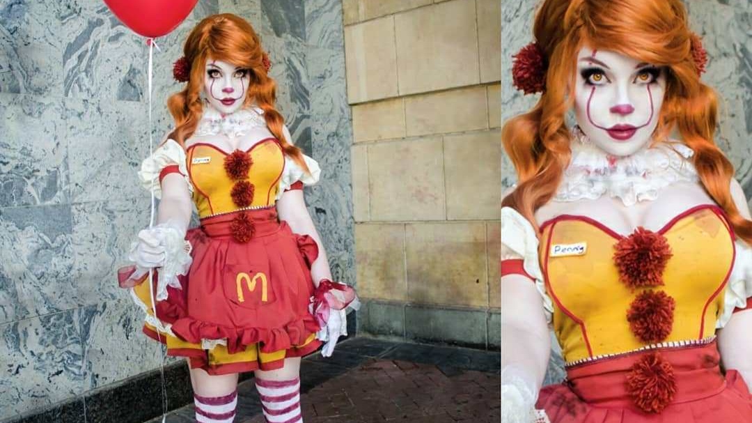There’s a cross between Pennywise and Ronald Mcdonald, Harley Quinn, and a female...
