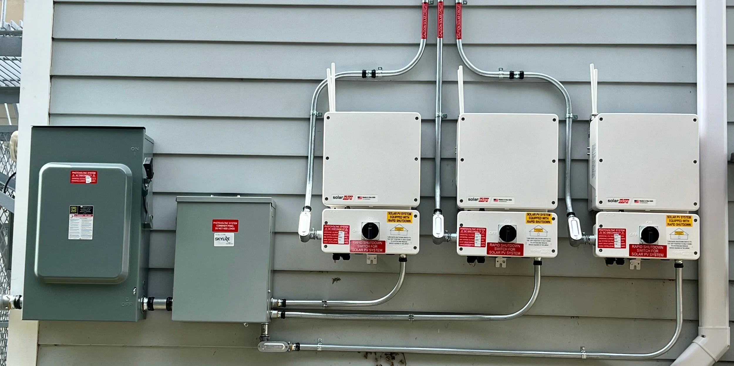 Upgraded electrical breaker panel supporting HBT's new solar and heat pump systems