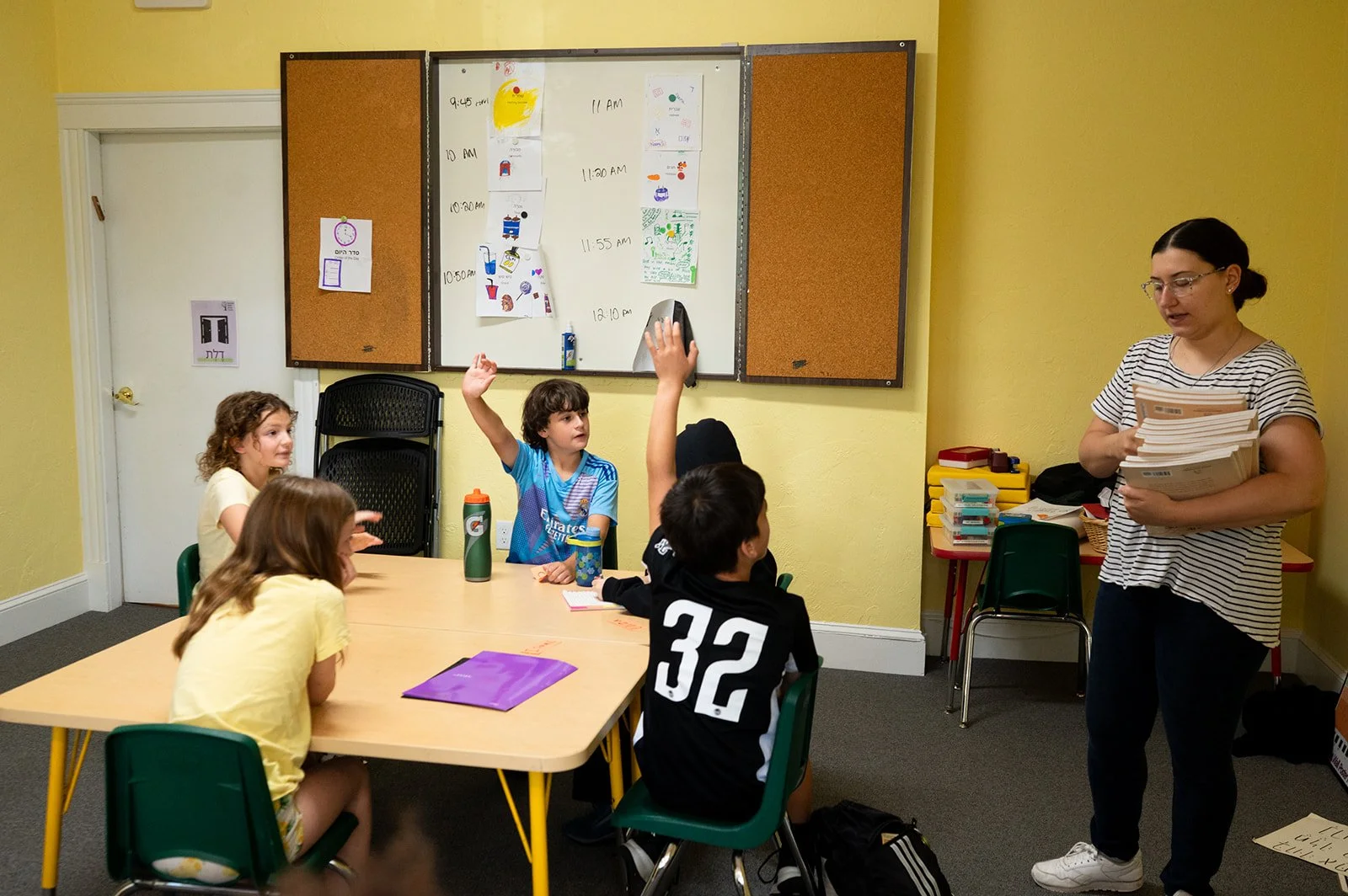 Students in new classroom
