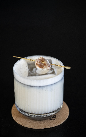 Sandro Special, a creamy white non-alcoholic coffee drink