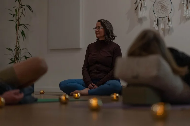 Nicole teaching a Restorative class