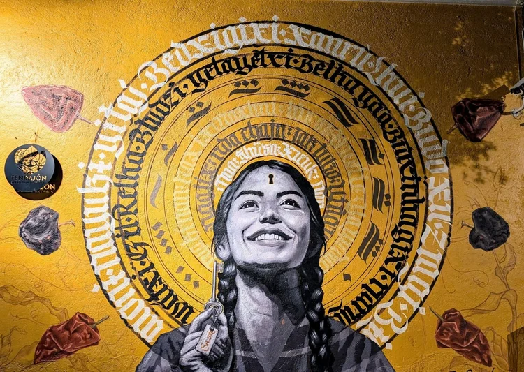 colorful mural in Oaxaca Mexico