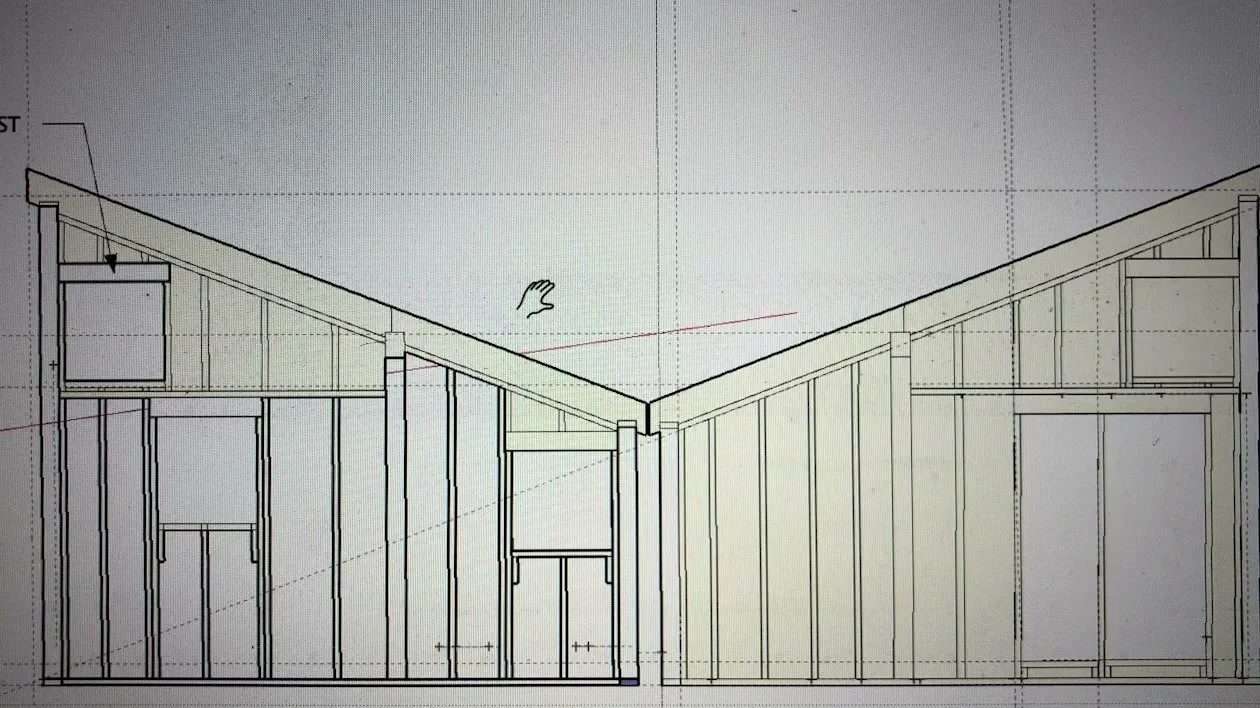 L&rsquo;int&eacute;rieur du chalet Stargate pendant l&rsquo;explication de la construction