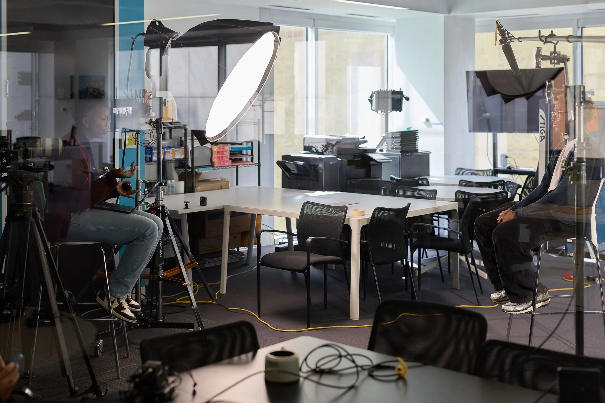 Wide view of a production in an office