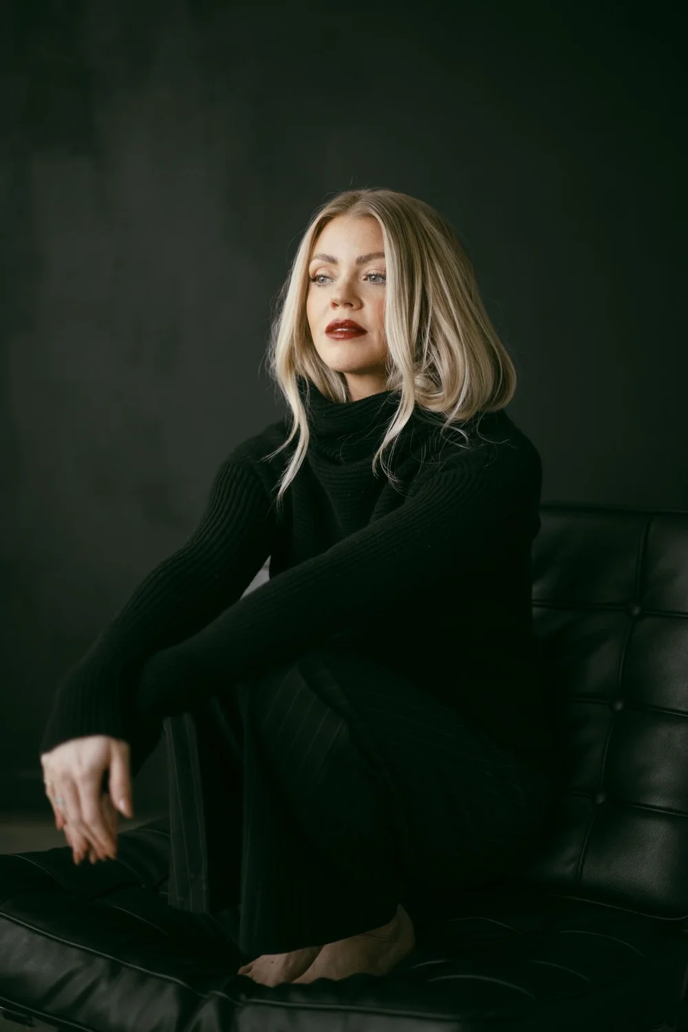 Lauren Larsen, founder of Ensemble, in a black turtleneck