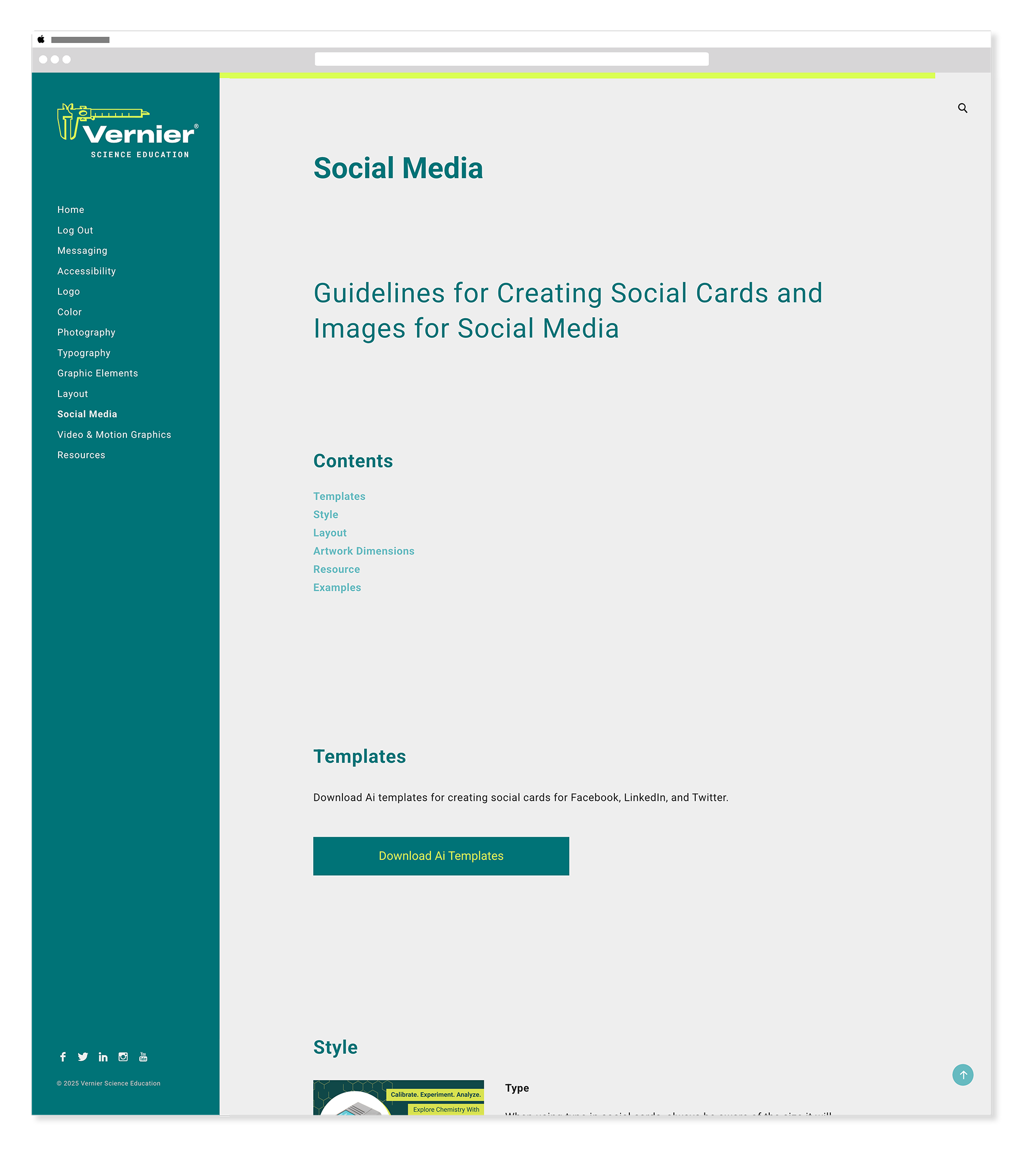 Vernier brand guide social media header