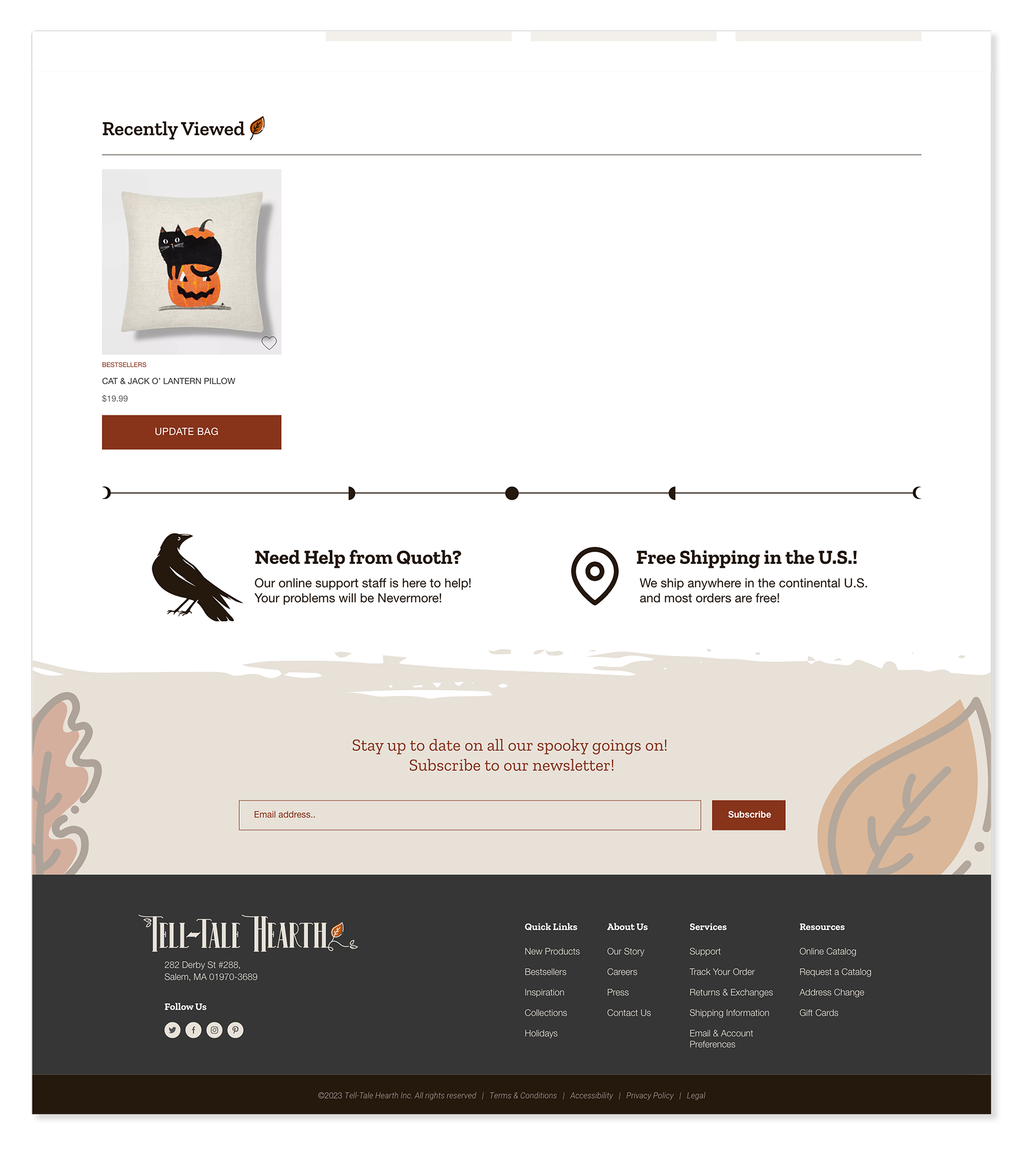 Tell-Tale Hearth account footer