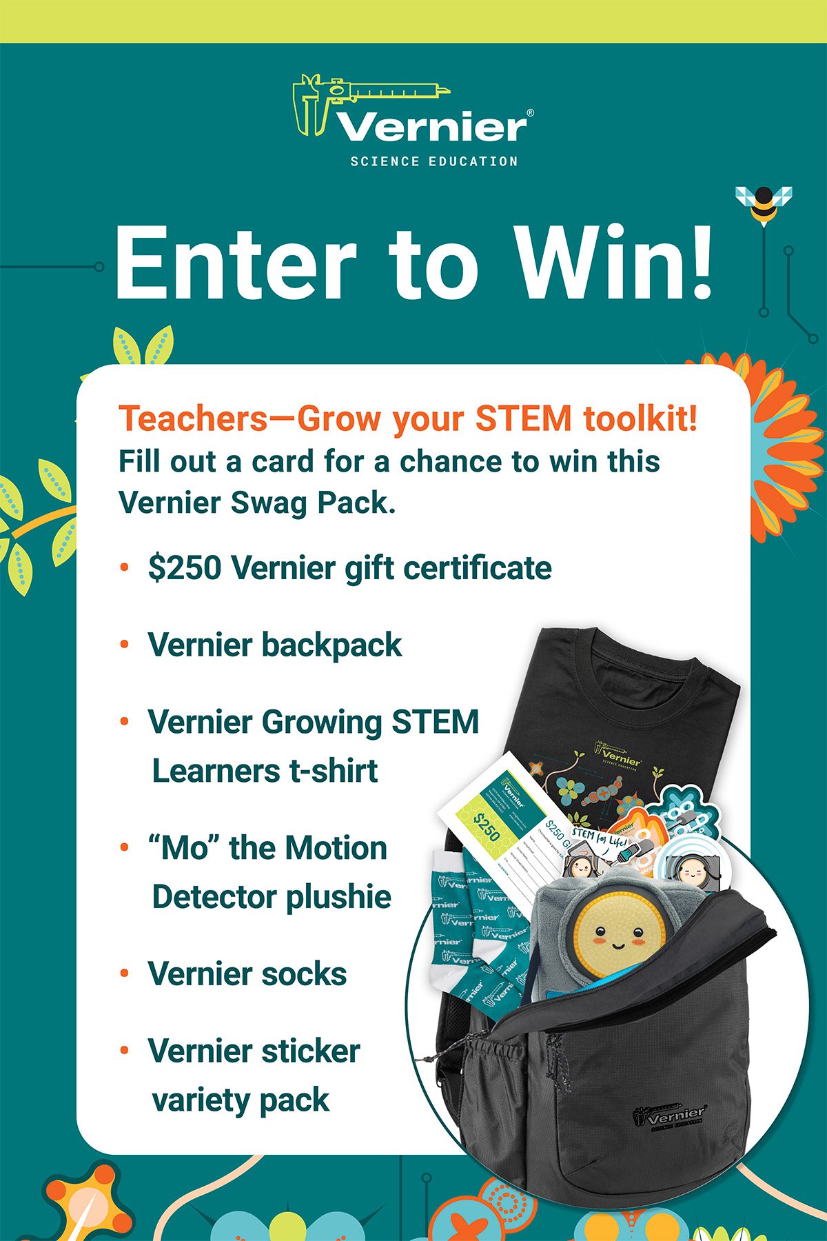 Vernier GEAR UP 2025 - Enter To Win Sign