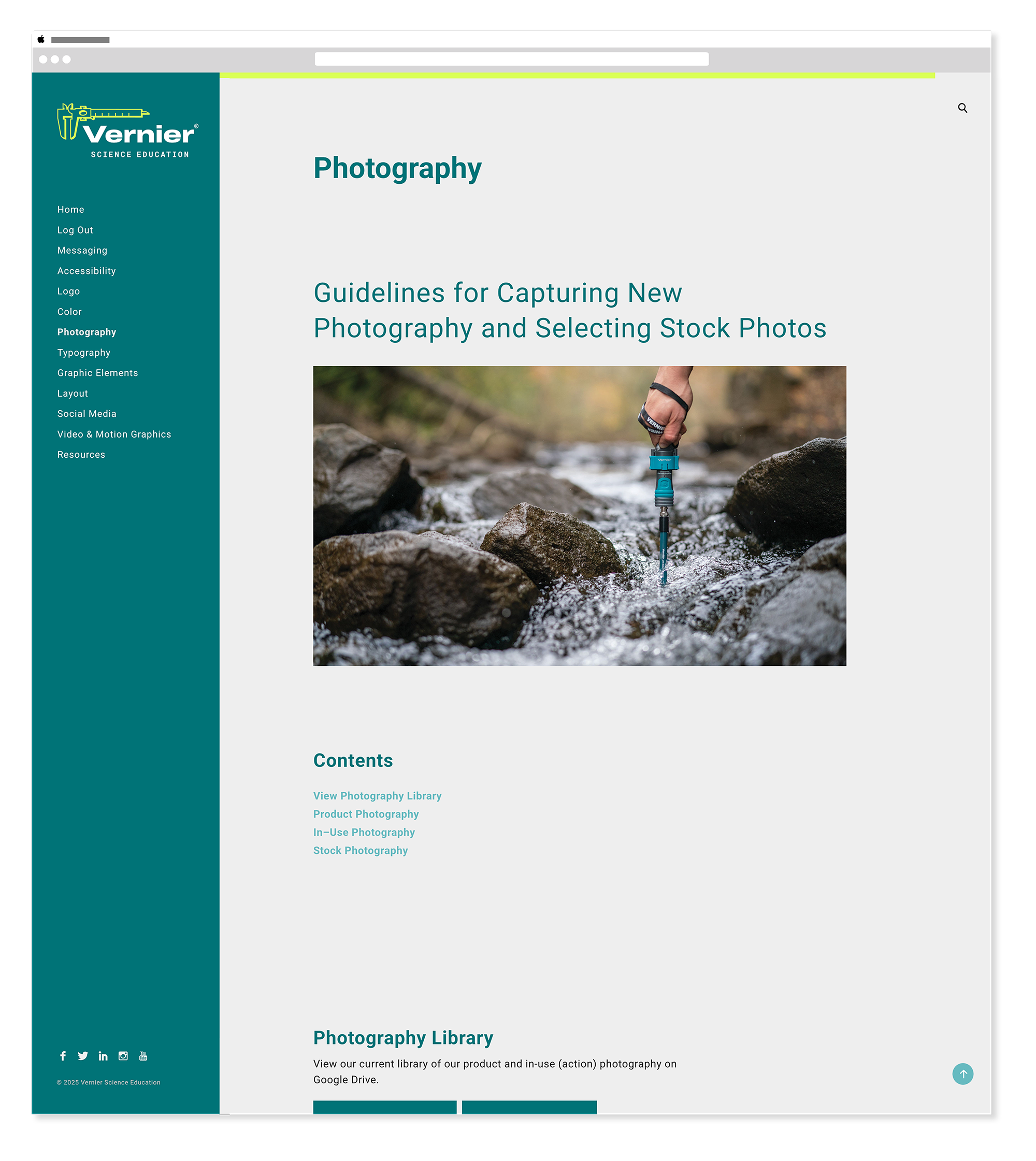 Vernier brand guide photography header