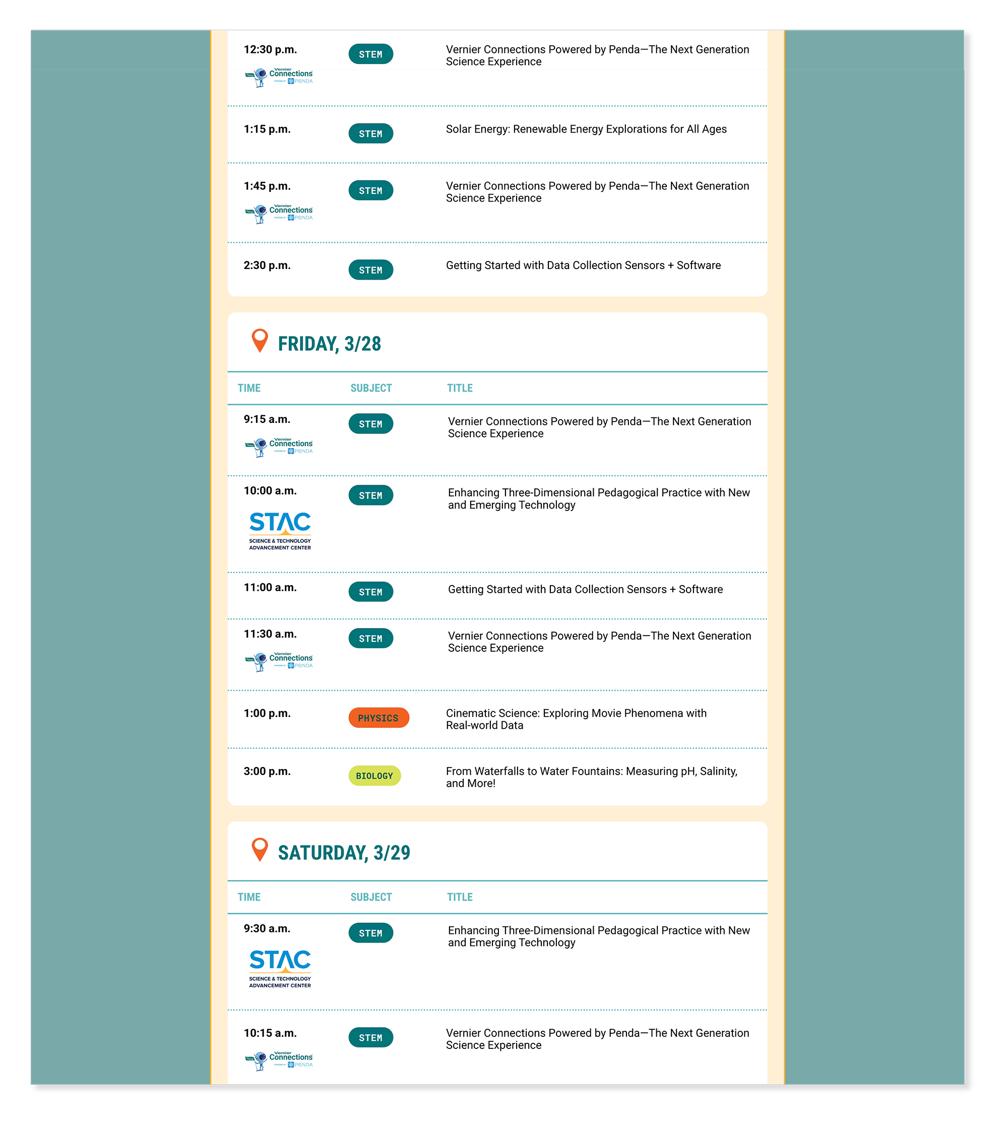 NSTA 2025 — workshops mid section