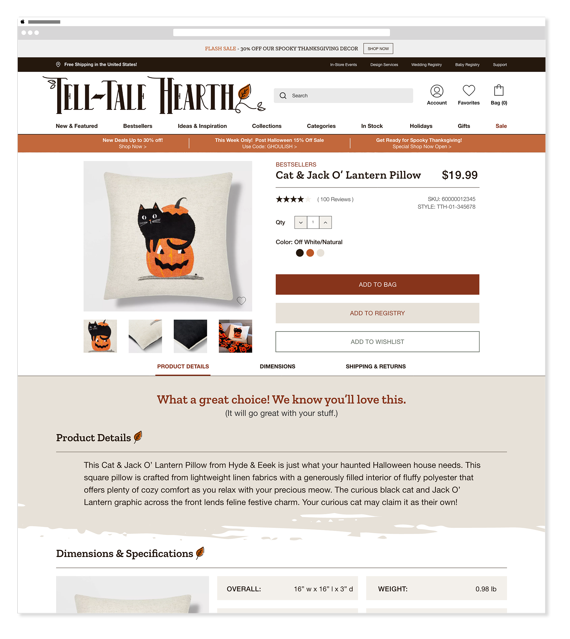 TTH Product Page header