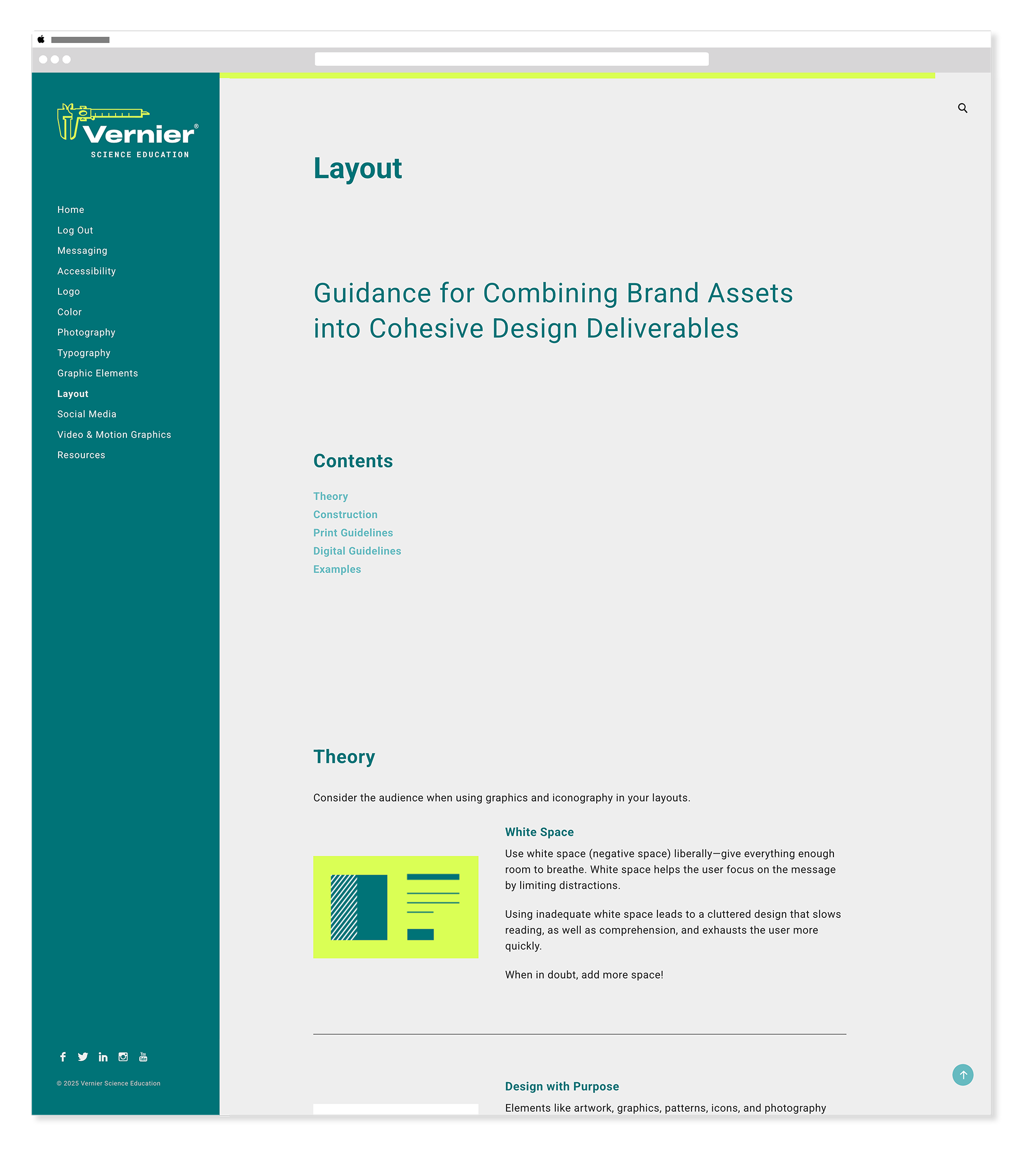 Vernier brand guide layout header