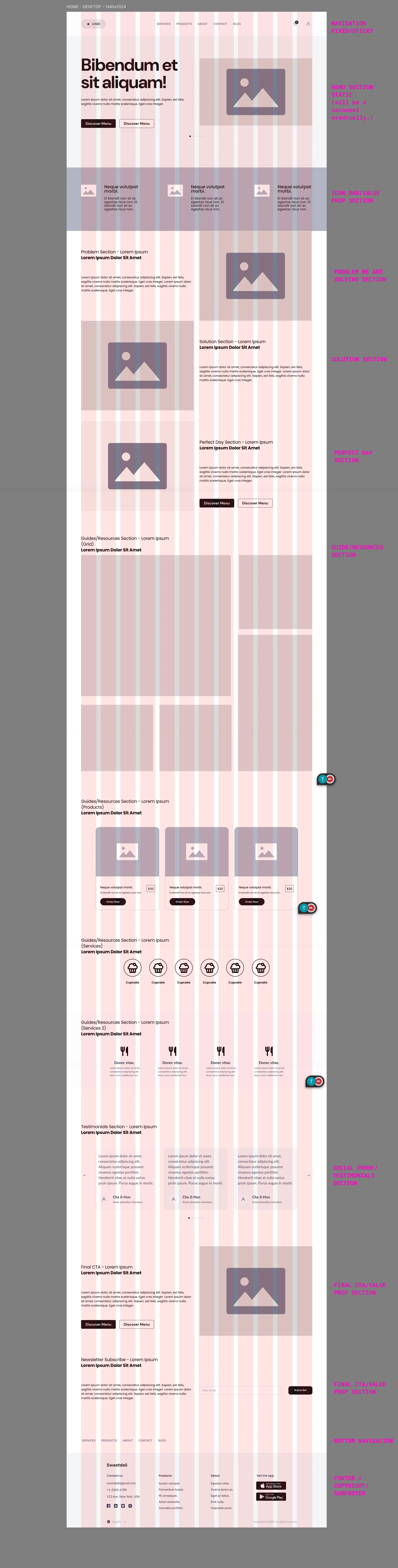 So Much Magic homepage wireframe