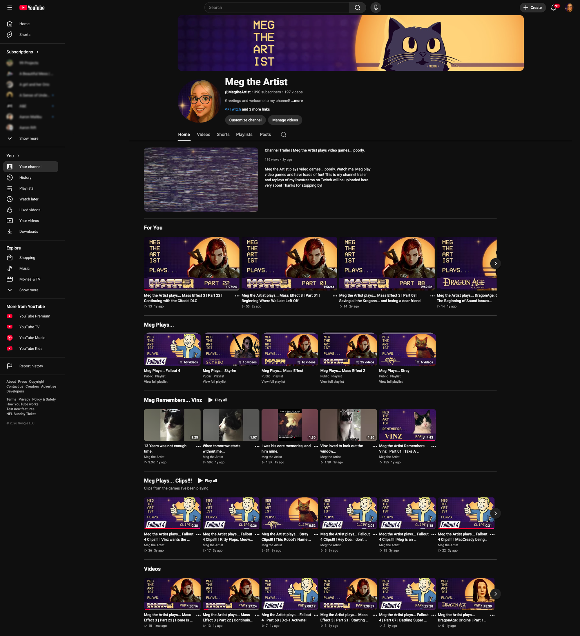 Meg the Artist YouTube channel