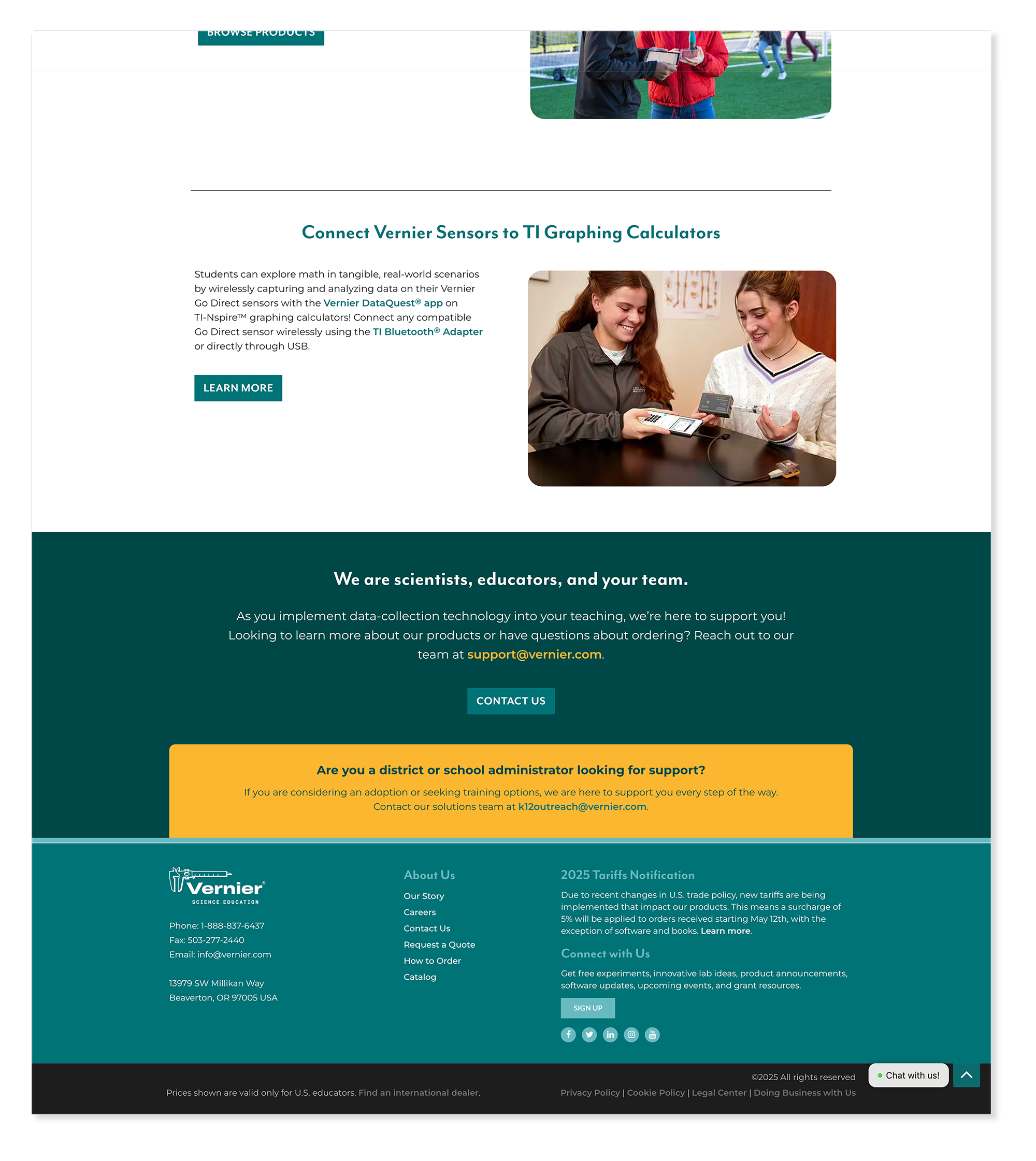 Vernier software live — footer