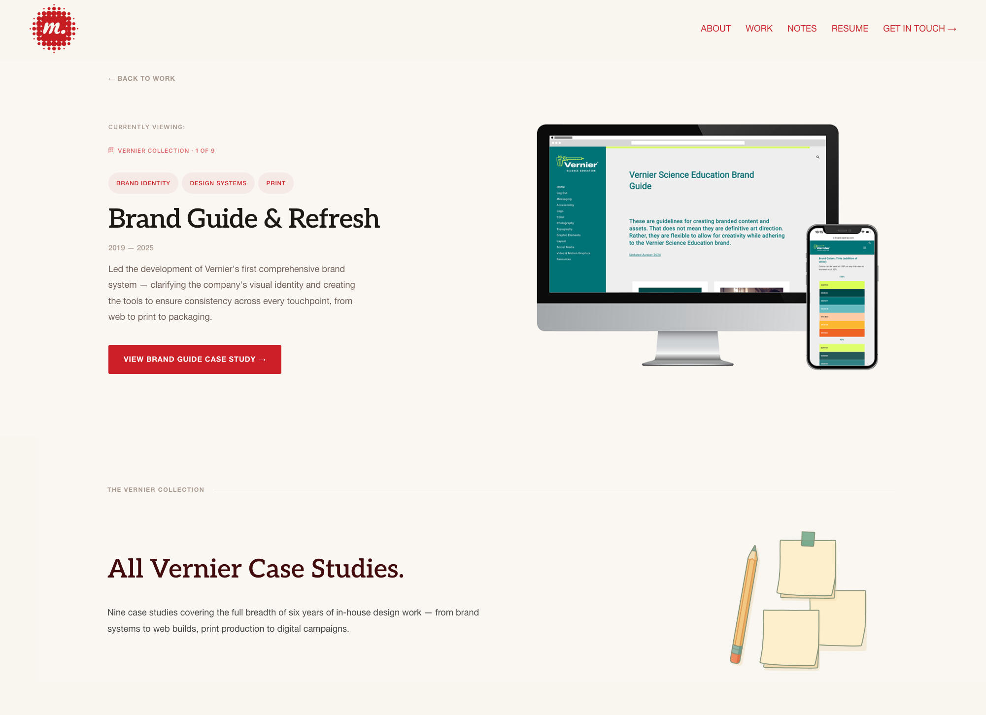 Screenshot of the collection page hero showing the Brand Guide state.
