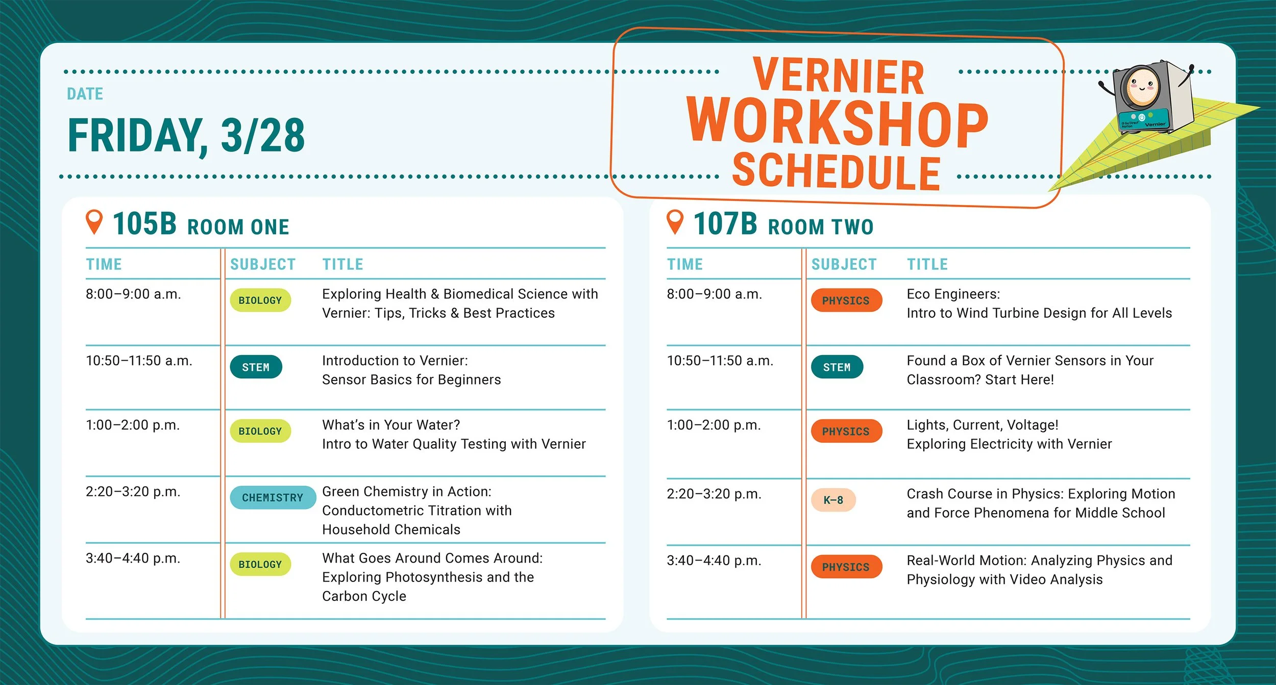 Vernier NSTA Denver 2025 - Workshop Lightbox Sign