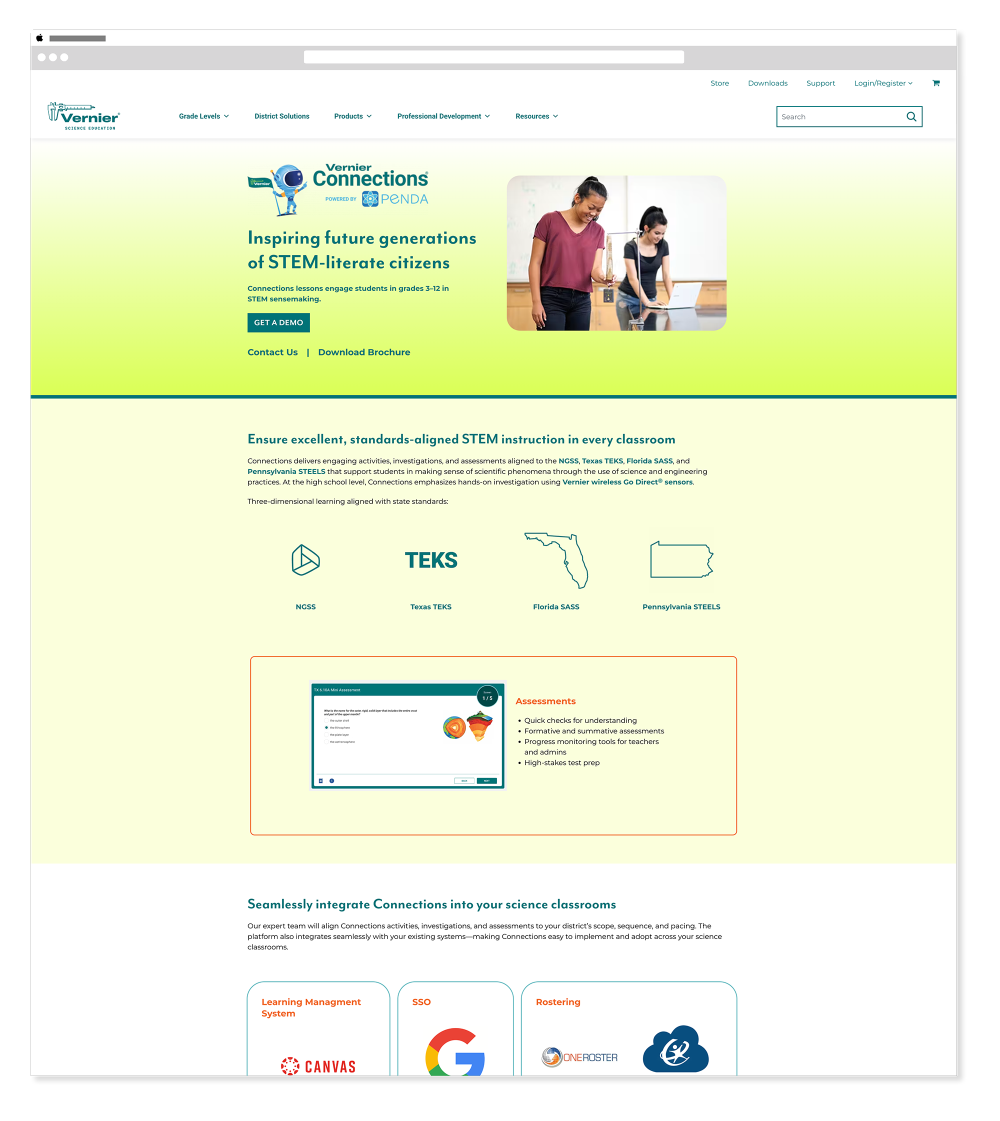 Vernier Connections page header