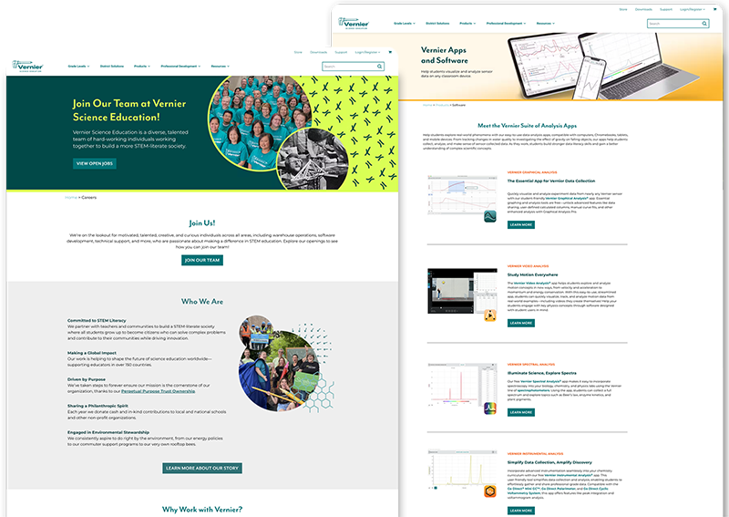 Vernier Science Education Website Design