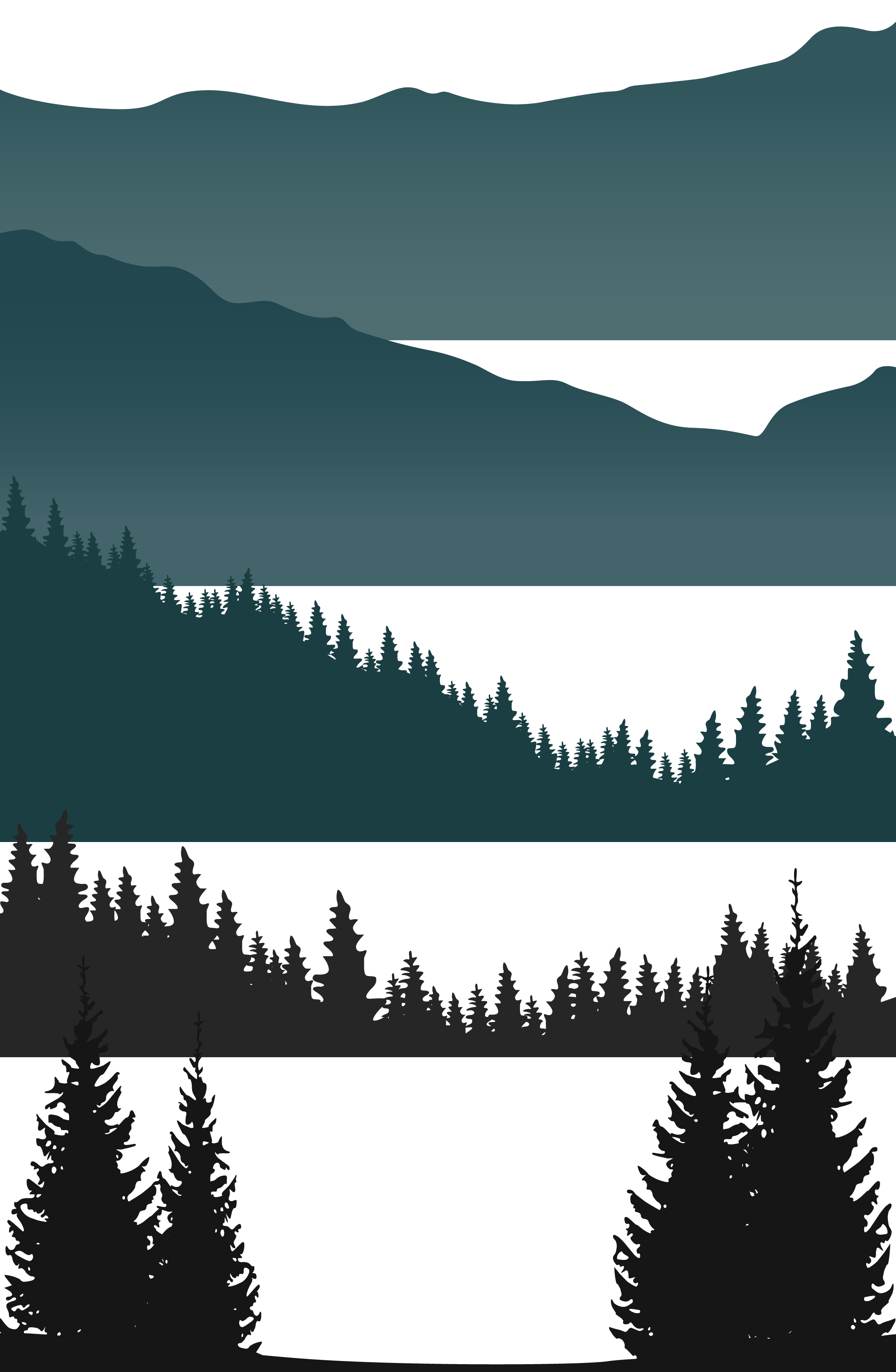 Vernier Parallax Digital Art - Mt. Hood Vista - Pine Trees Sprites