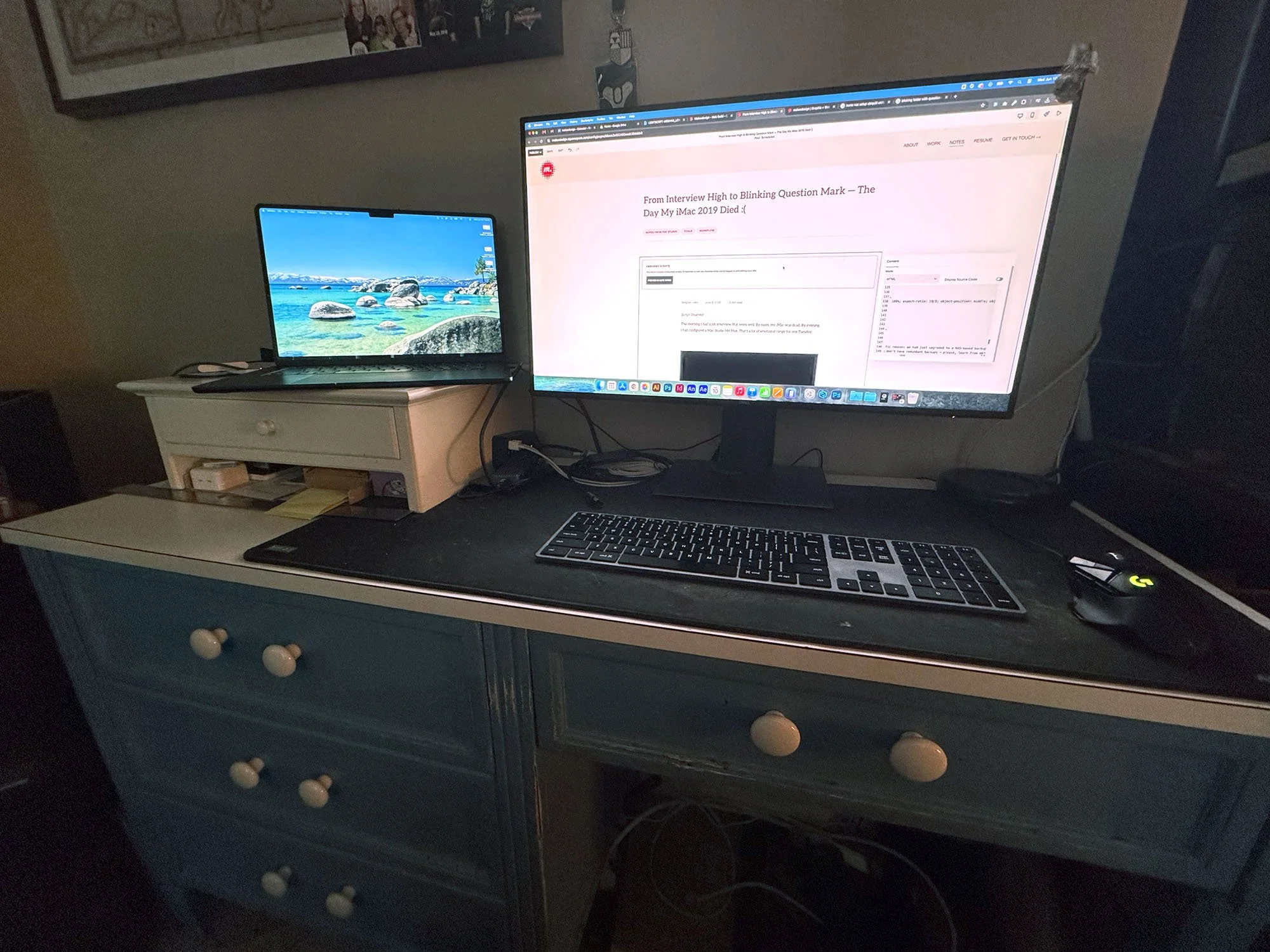 Desk setup in laptop mode after iMac crash