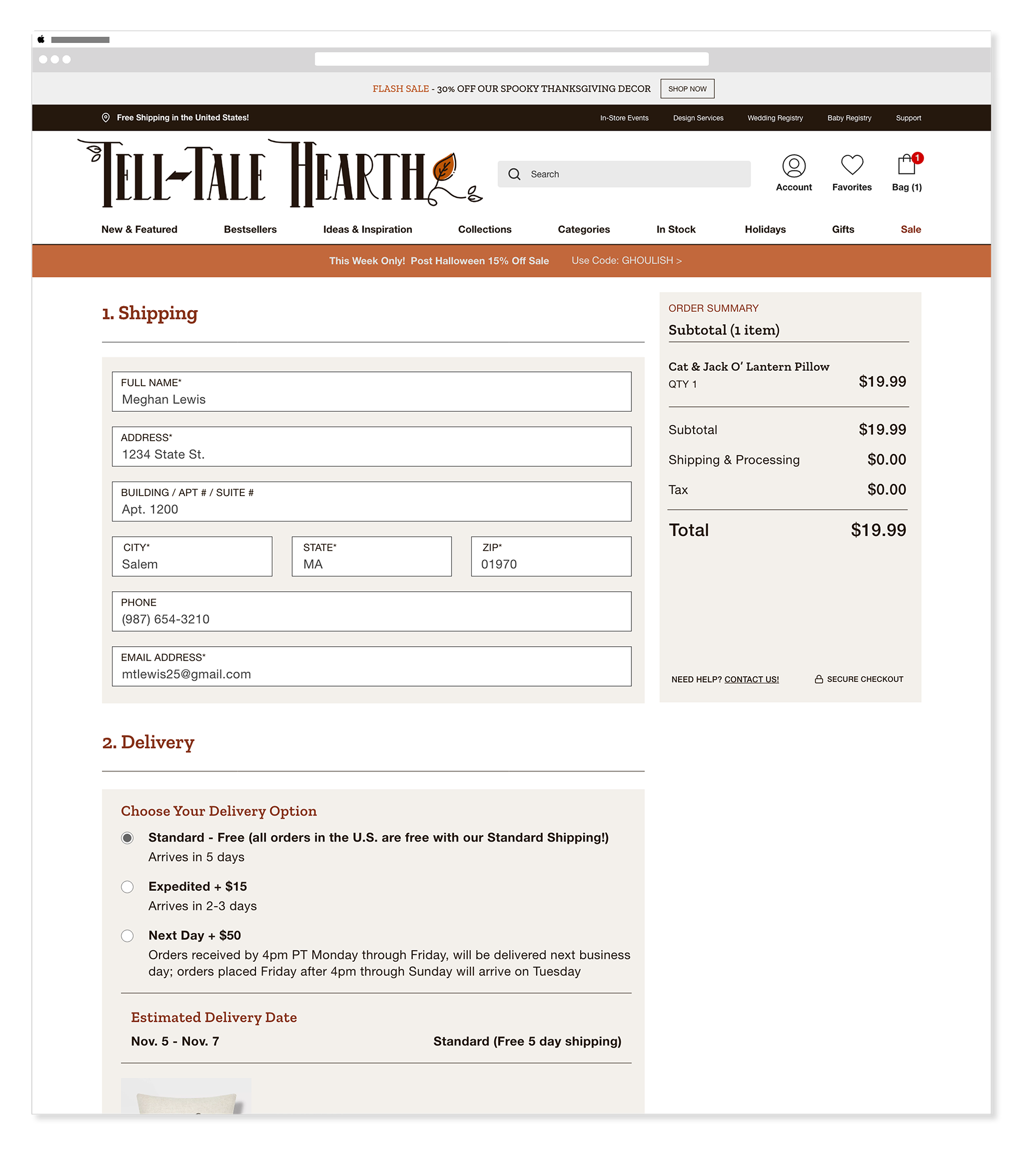 Tell-Tale Hearth shipping header
