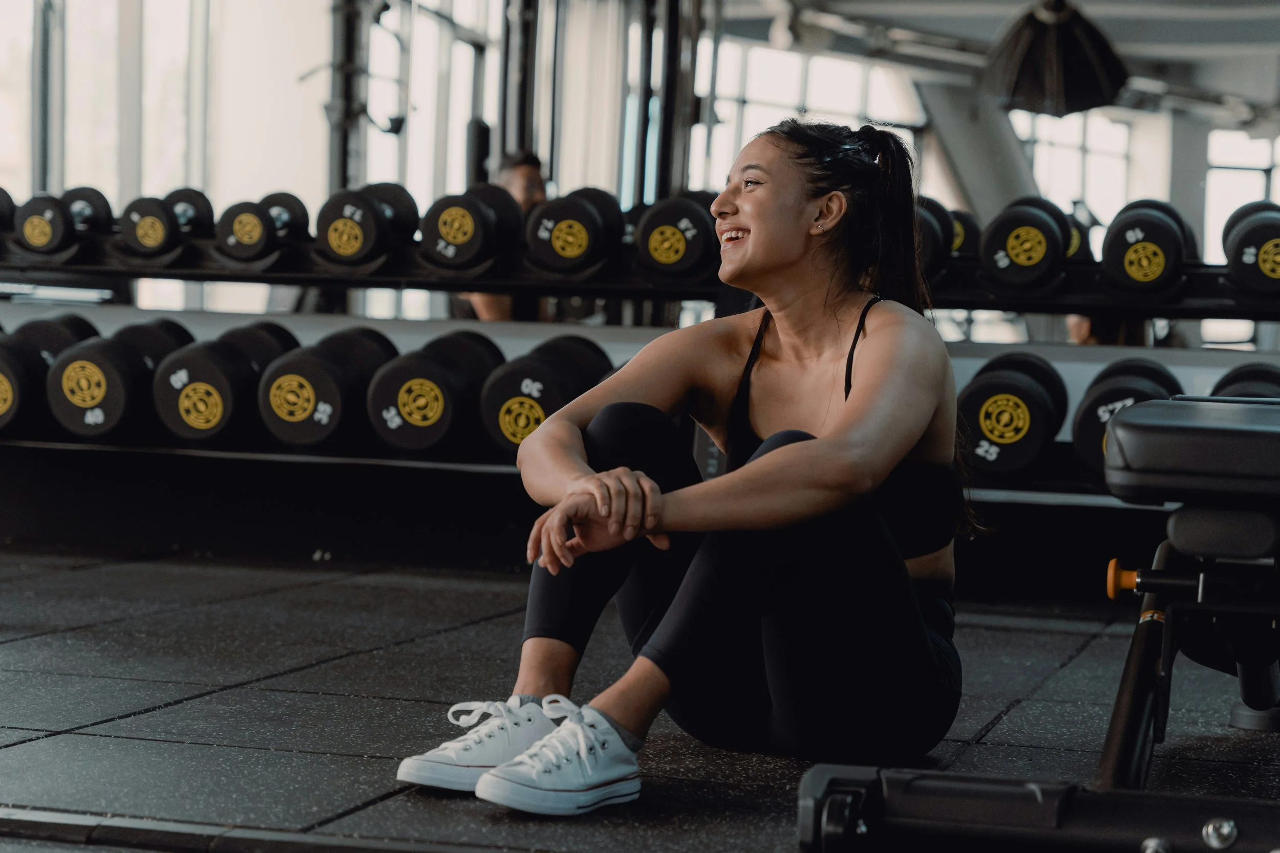 Woman smiling during a break