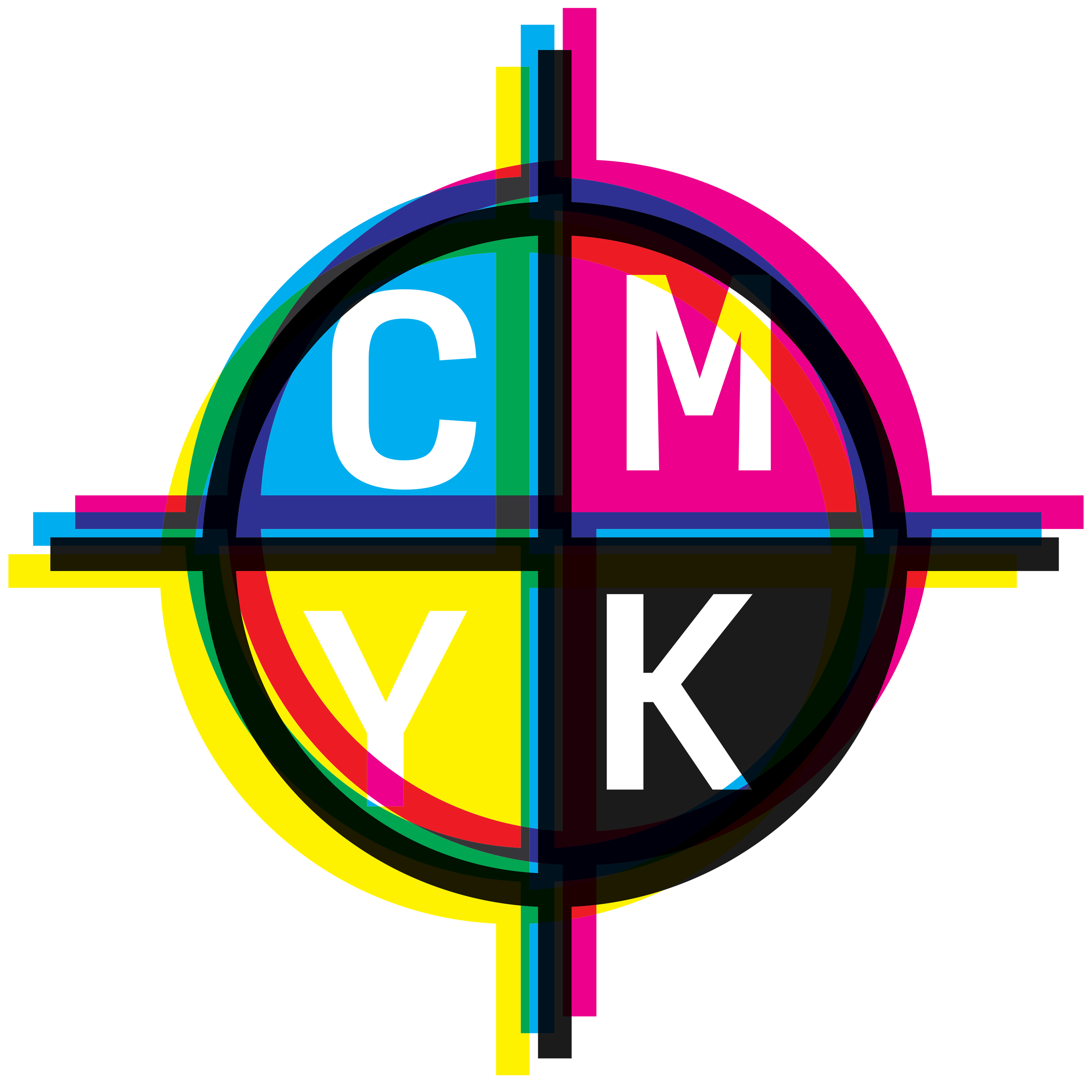 CMYK registration marks showing misregistration