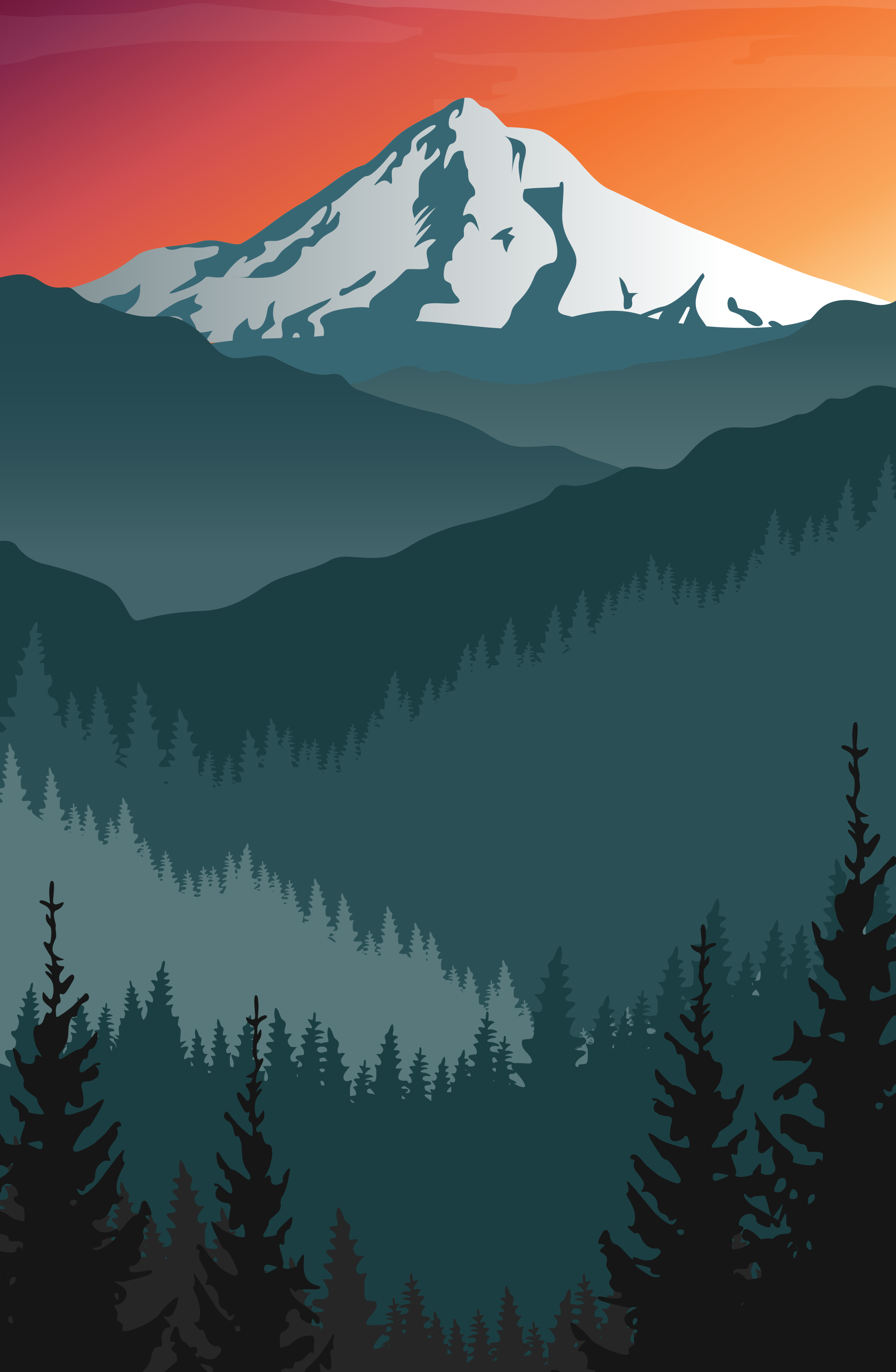 Vernier Parallax Digital Art - Mt. Hood Vista - Mountain Stage Background