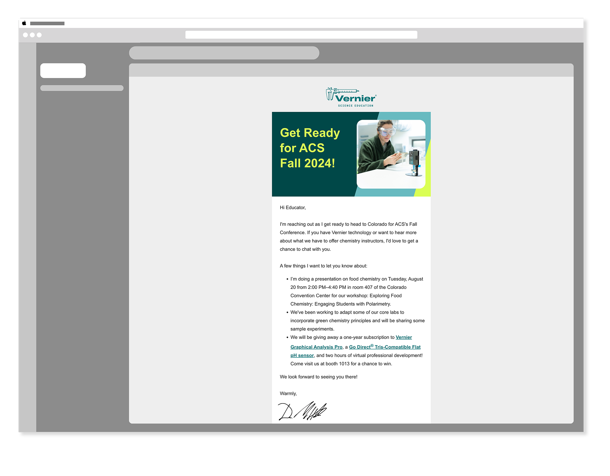 Vernier ACS Fall conference email