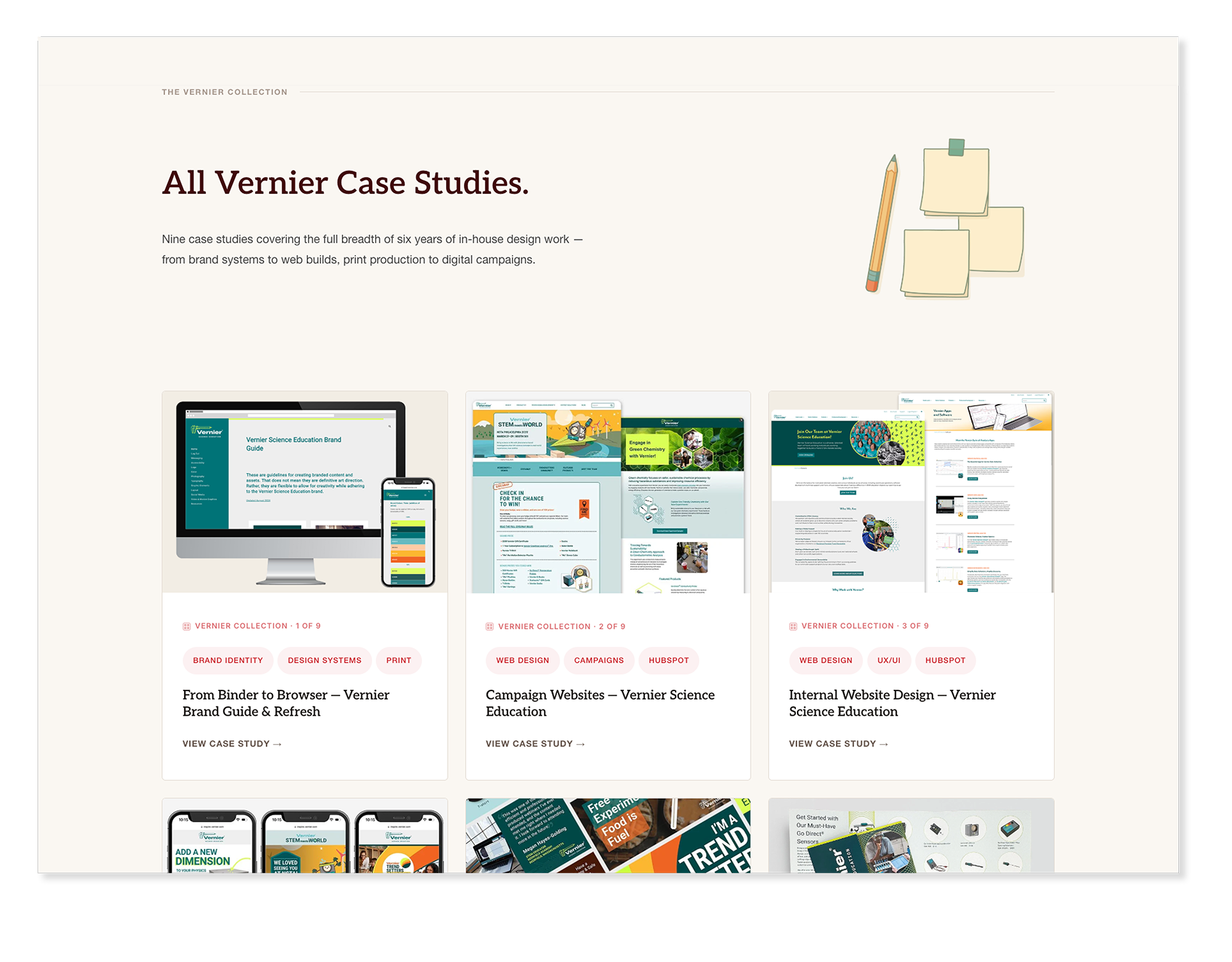 The Vernier Collection - Grid of Case Studies.