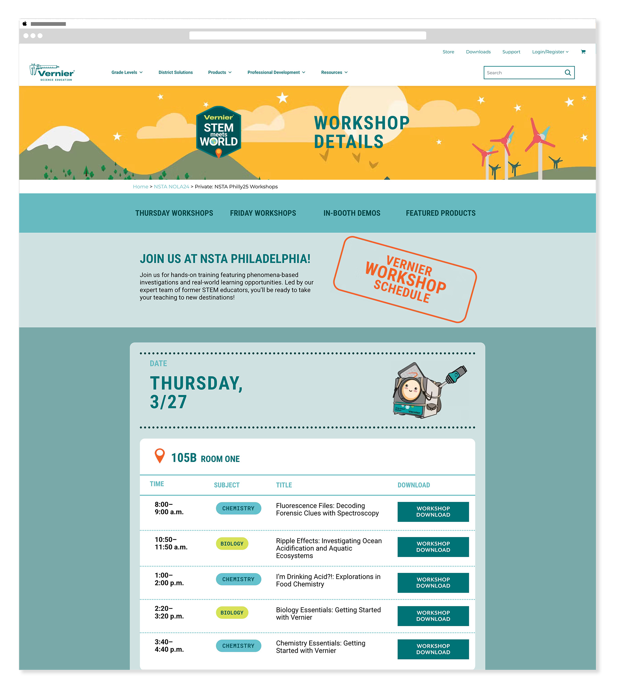 NSTA 2025 — workshops page header