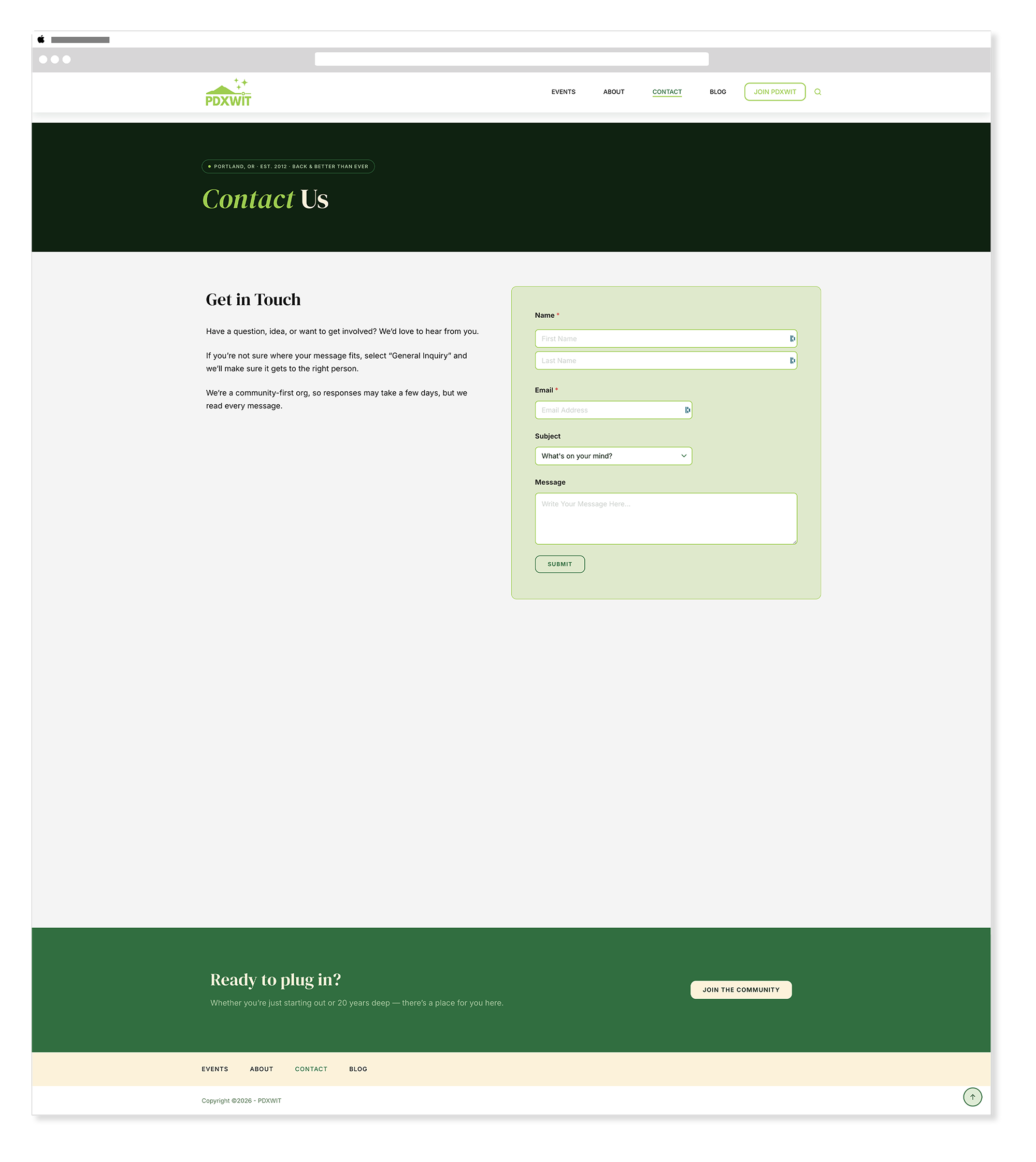 Contact page