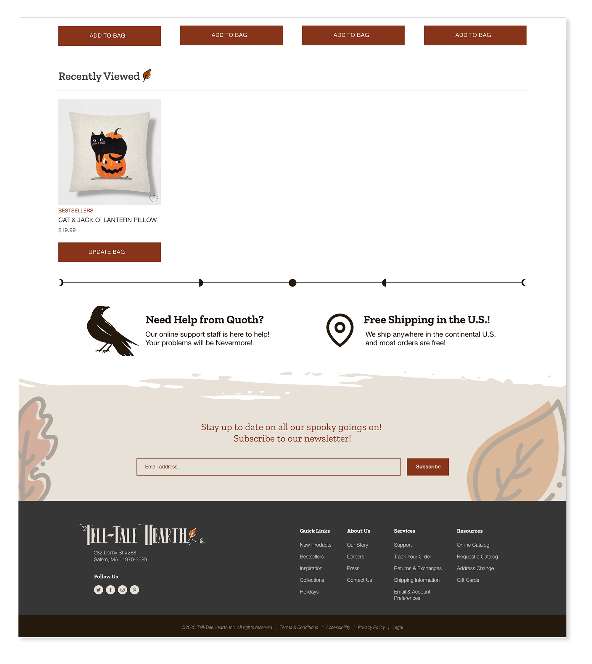 Tell-Tale Hearth shopping bag footer