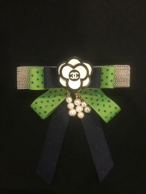 Lime and Green Chanel Bow Brooch — Blue Blood Metal