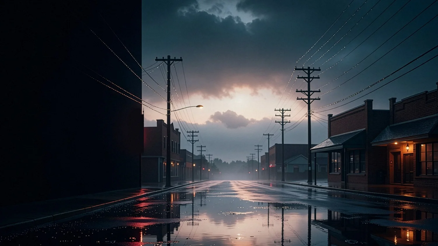 A small town street at first light