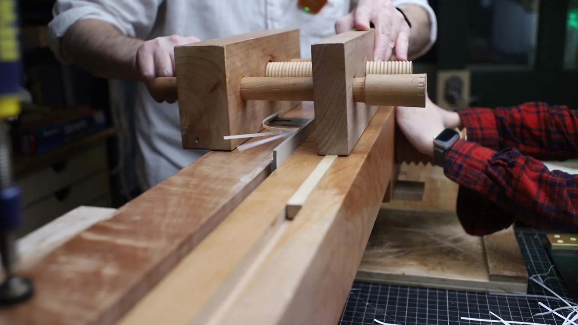 Using the cutting plough to trim the book of plans in the latest video