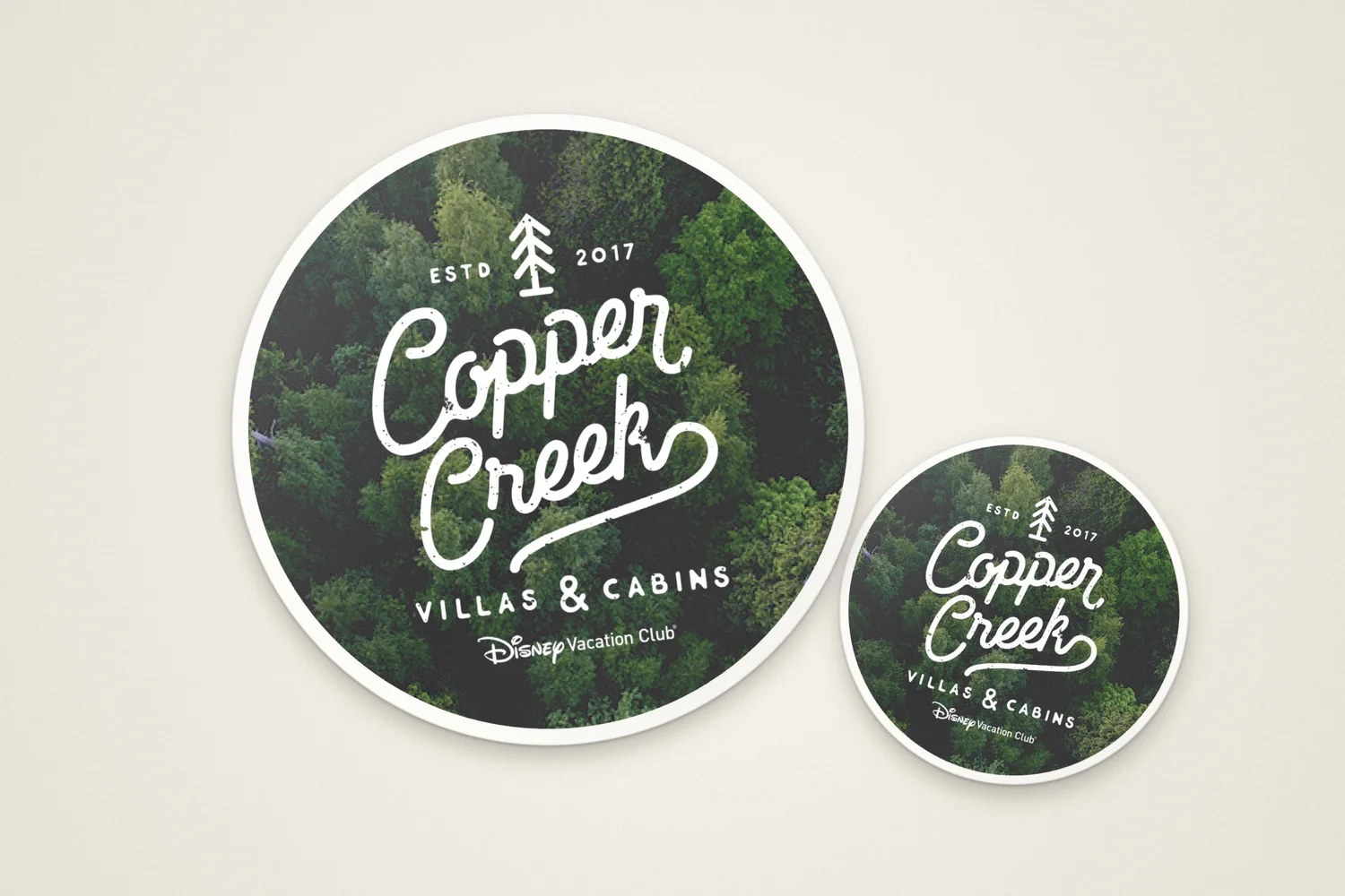 Copper Creek circle logo as round stickers
