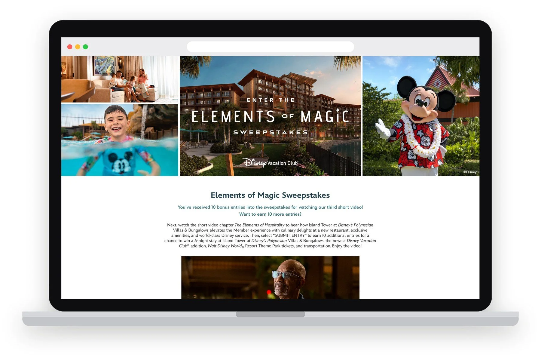 Elements of Magic sweepstakes landing page on a laptop
