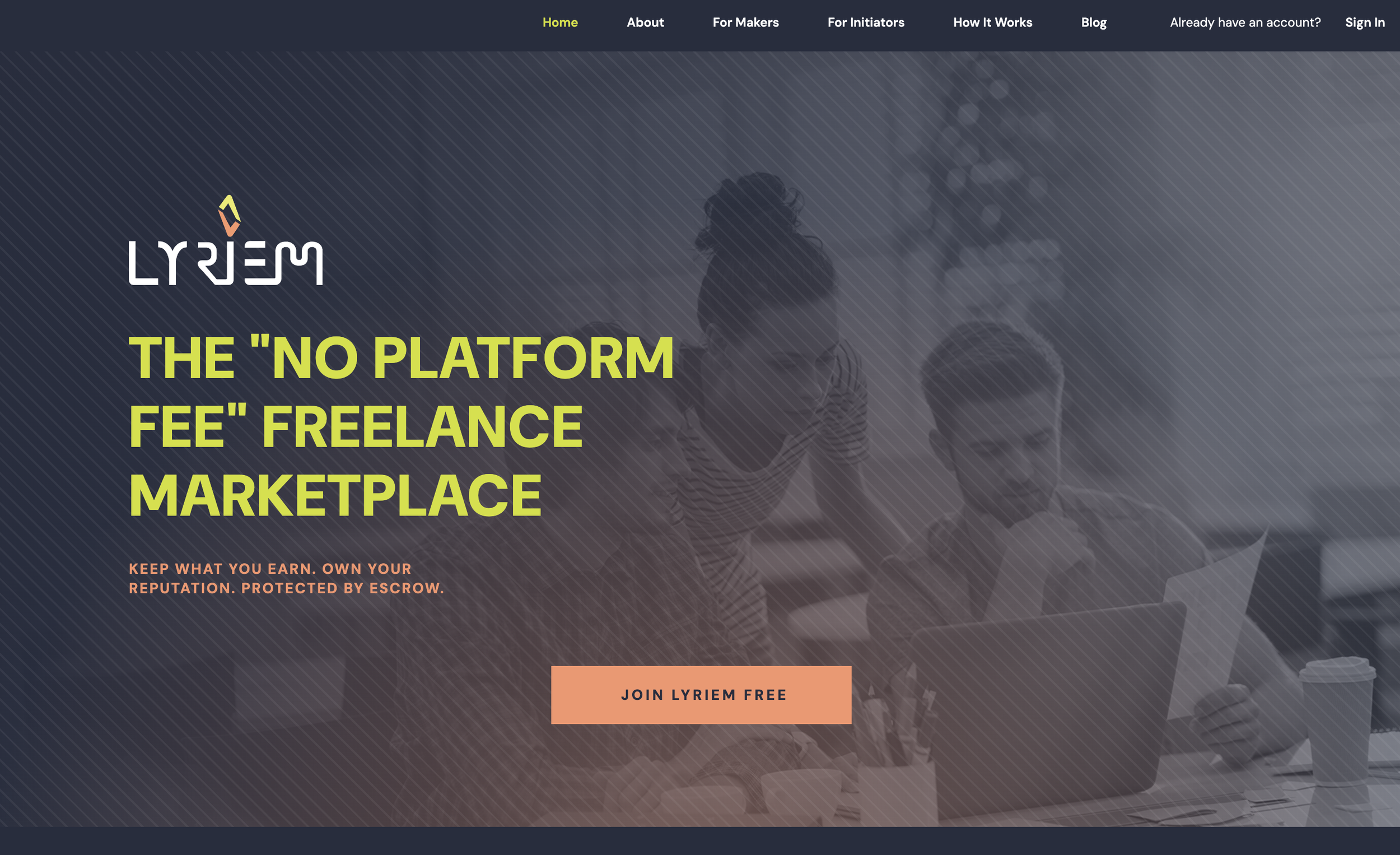 Lyriem Freelance Marketplace homepage