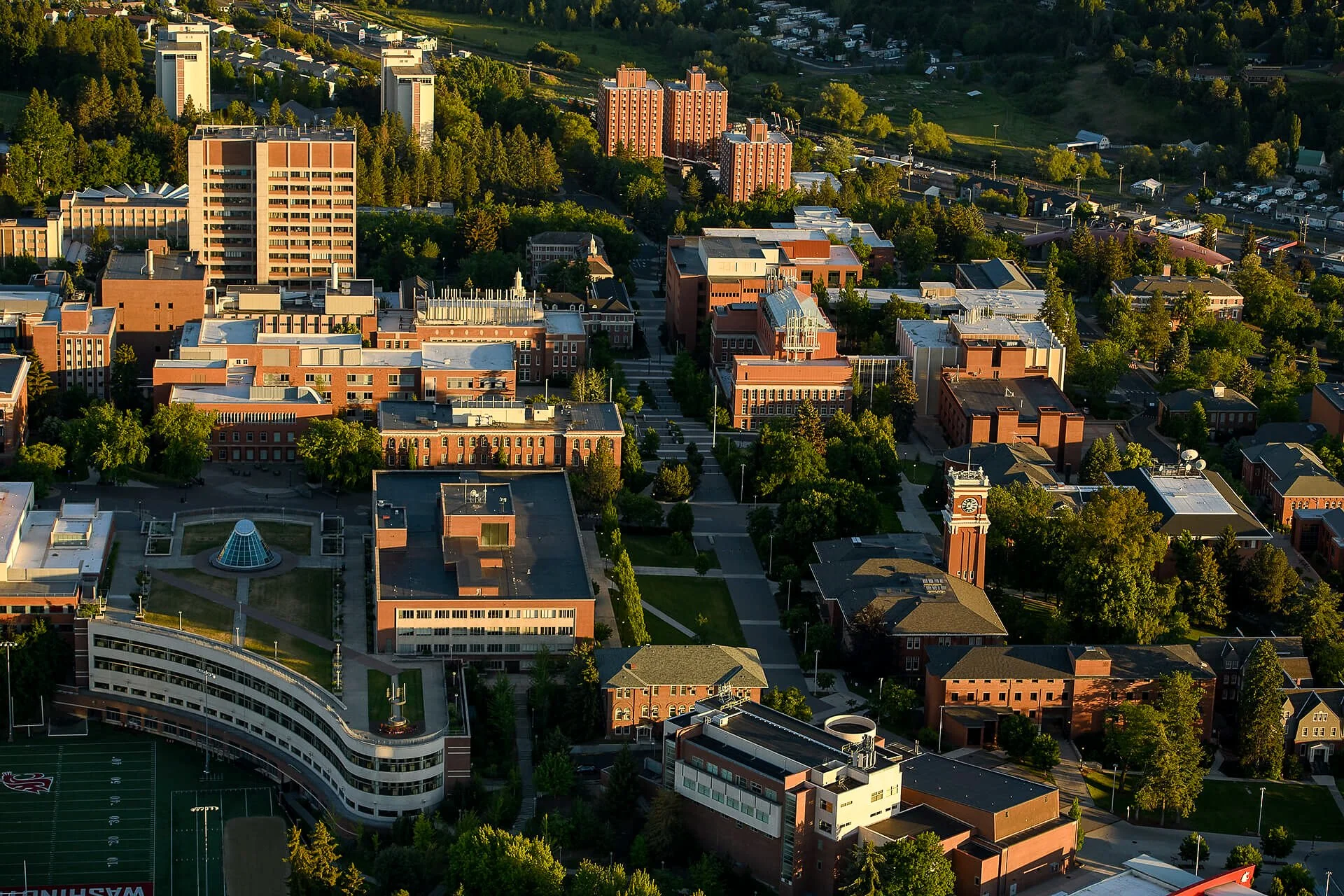 Aerial overview of Washington State University’s Pullman campus