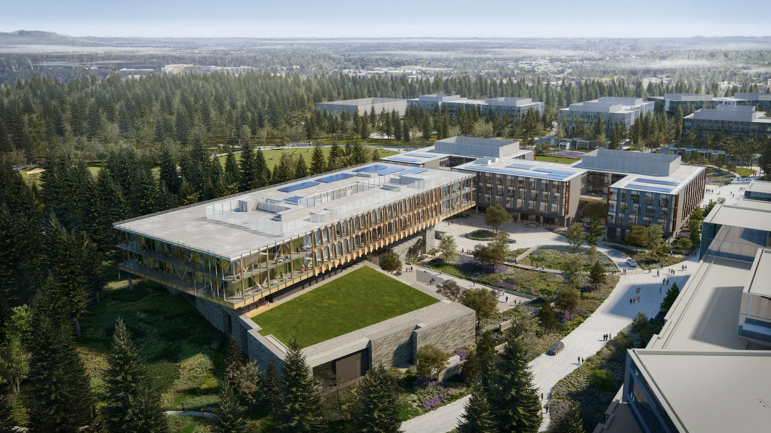 Architectural rendering of Microsoft Chelan Village from the official design review materials