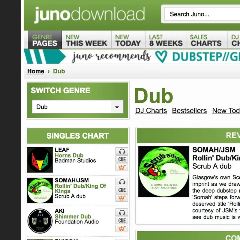 Horns Dub EP chart accomplishment from Badman.co